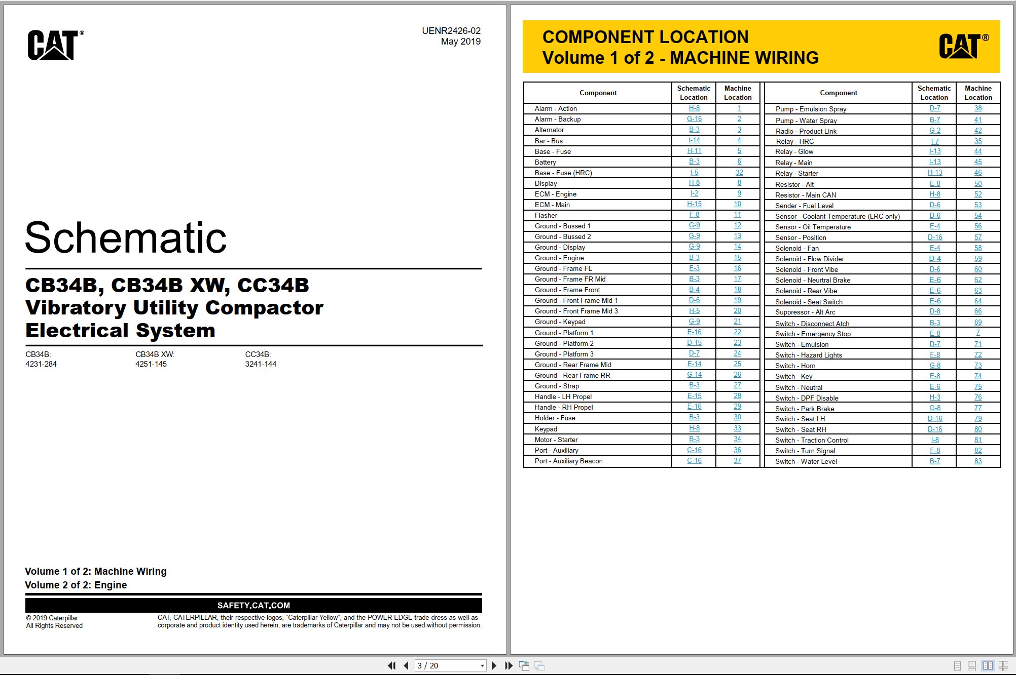 CAT Vibratory Utility Compactor CB34B XW Electrical Hydraulic Schematic (1)