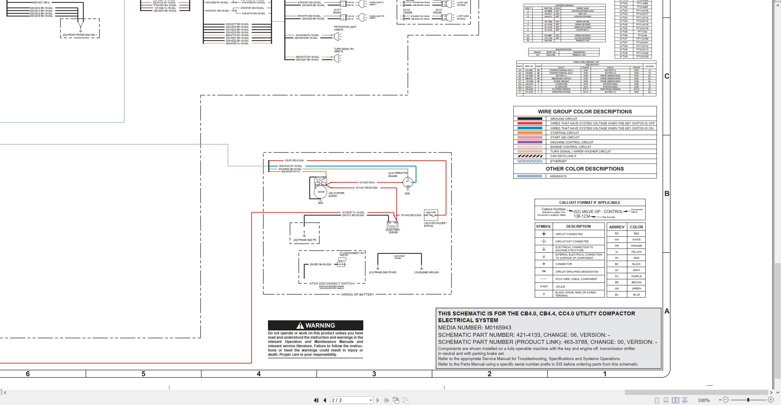 CAT Vibratory Utility Compactor CB4.0 Electrical Hydraulic Schematic (2)