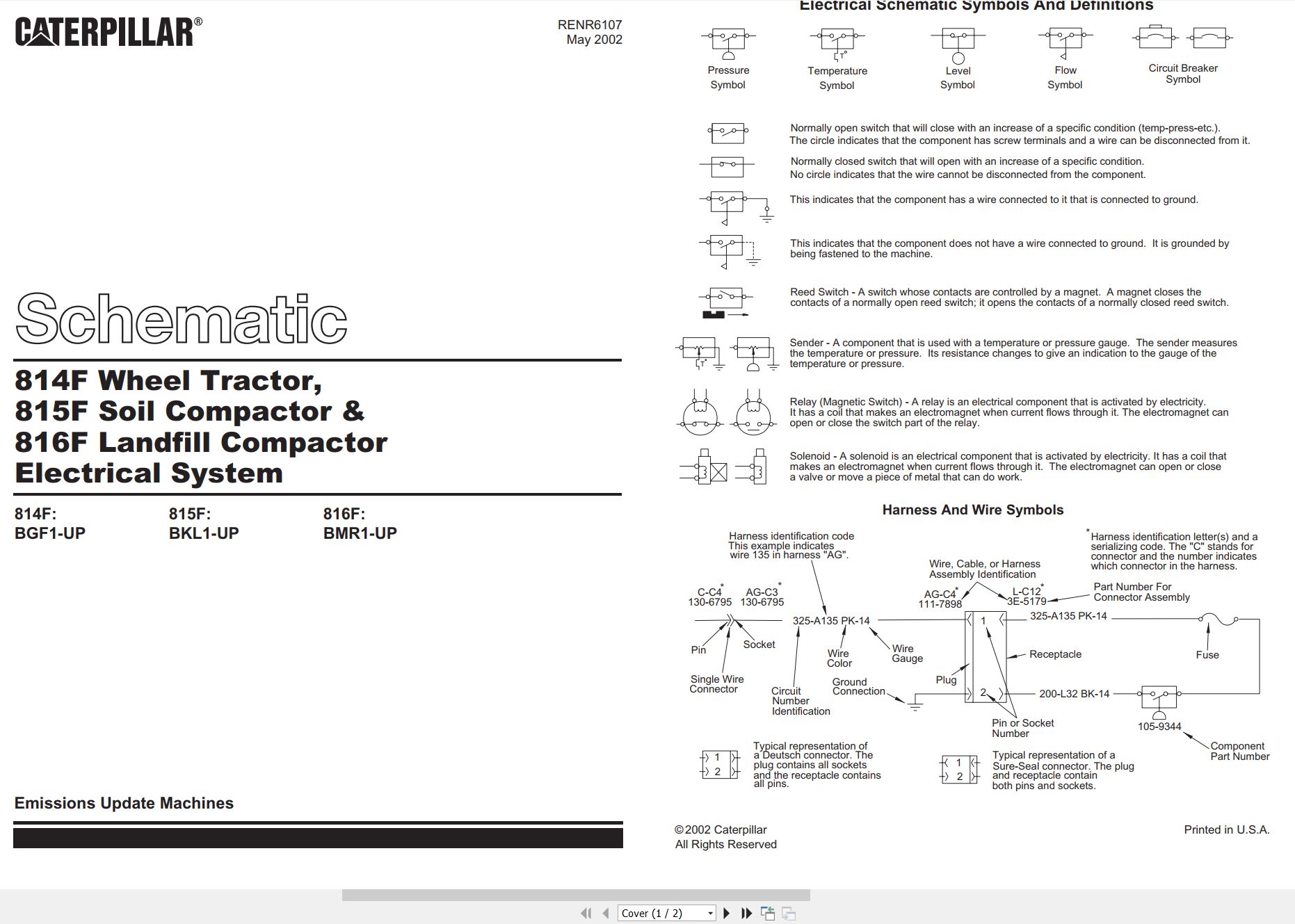 CAT Wheel Dozer 814F Electrical Hydraulic Schematic (1)