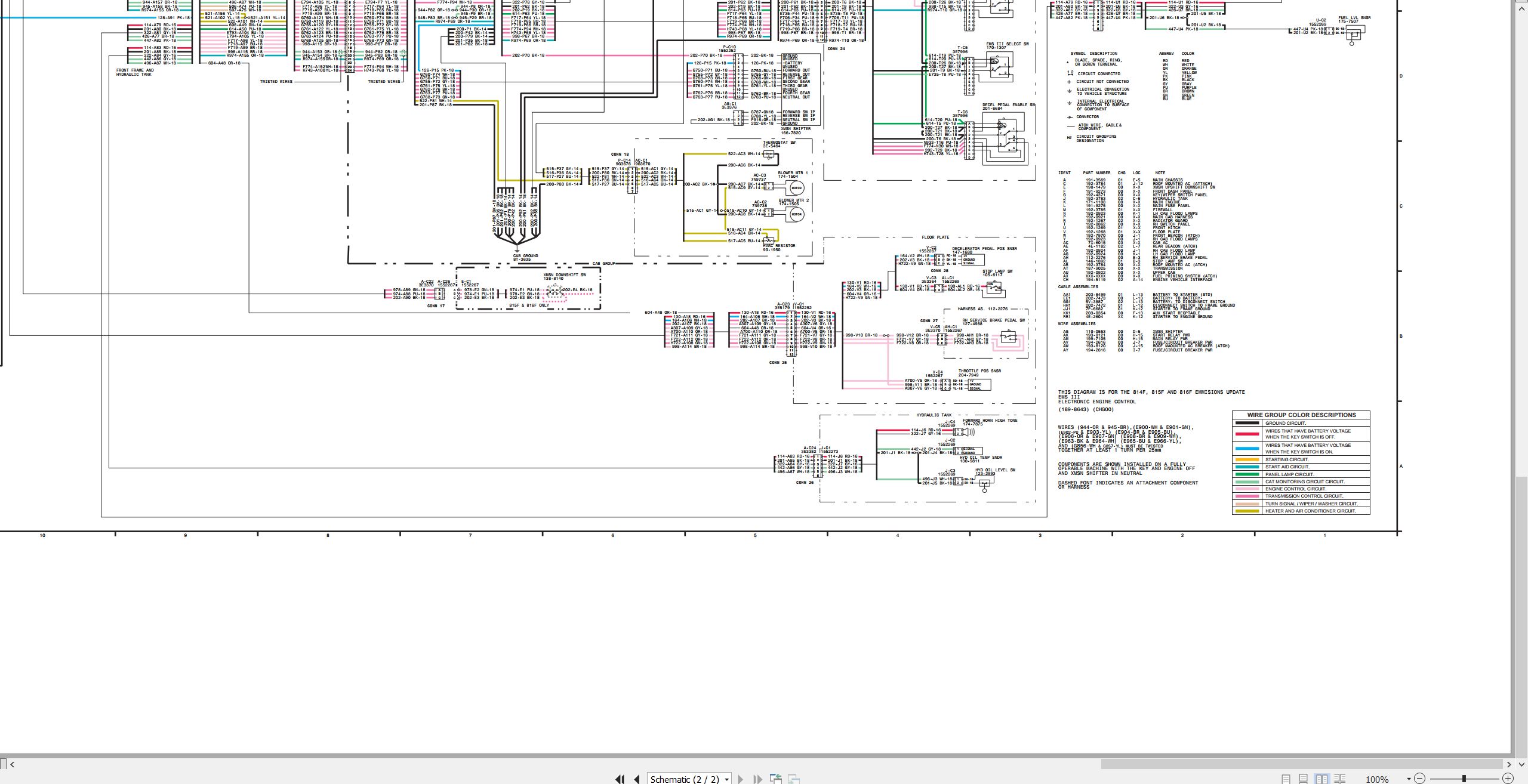 CAT Wheel Dozer 814F Electrical Hydraulic Schematic (2)