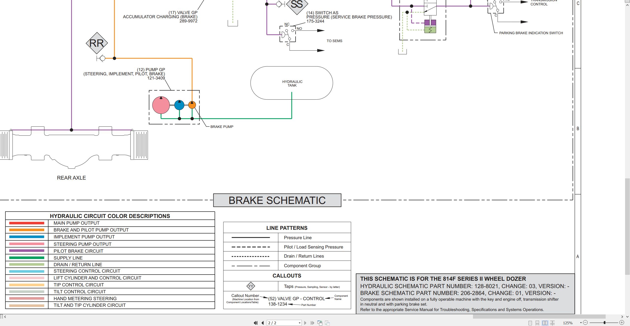 CAT Wheel Dozer 814F II Electrical Hydraulic Schematic (3)