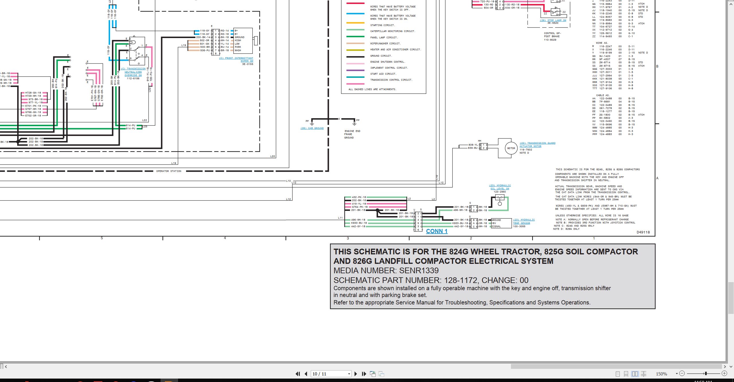 CAT Wheel Dozer 824G Electrical Schematic (2)