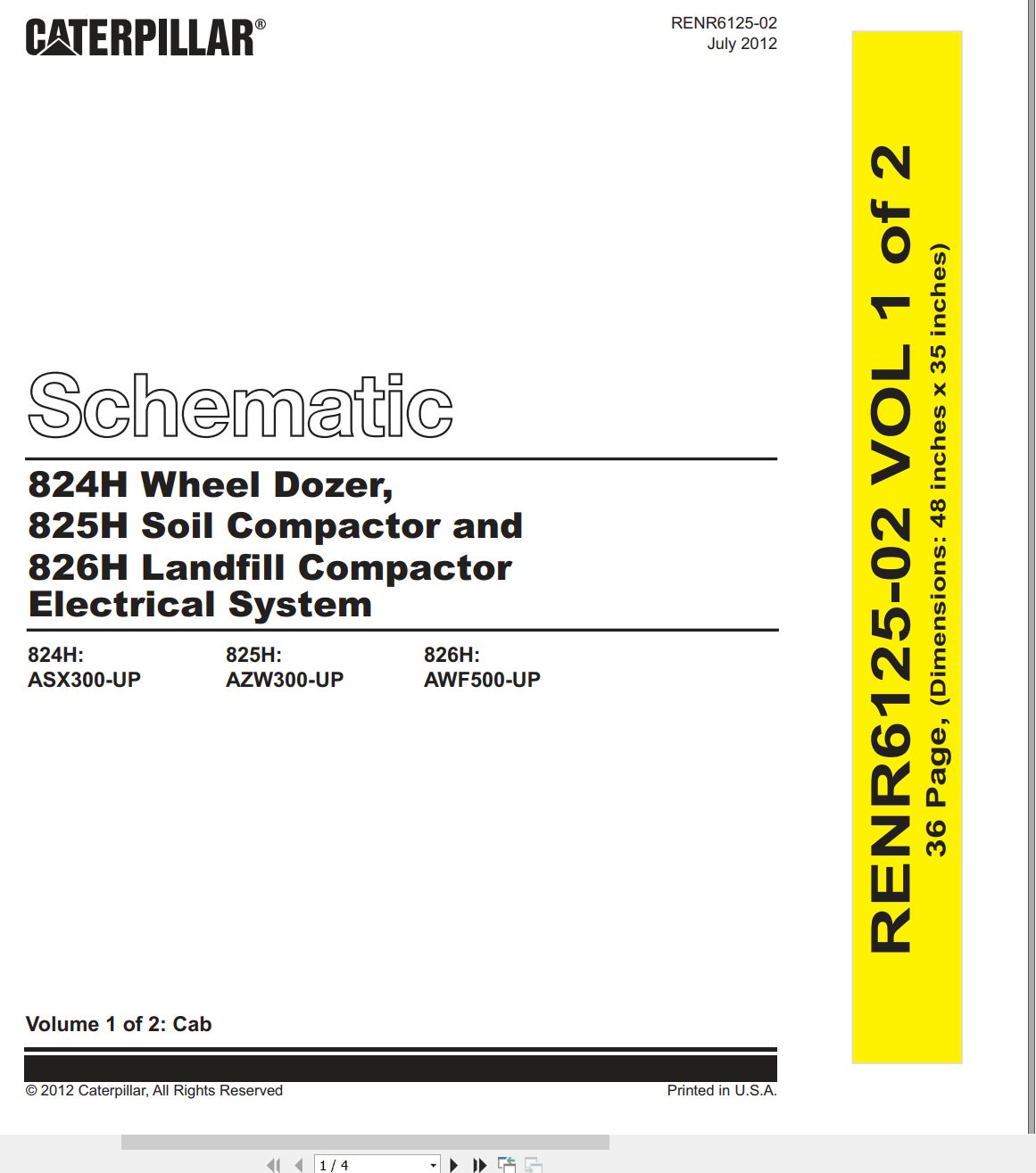 CAT Wheel Dozer 824H Electrical Hydraulic Schematic (1)