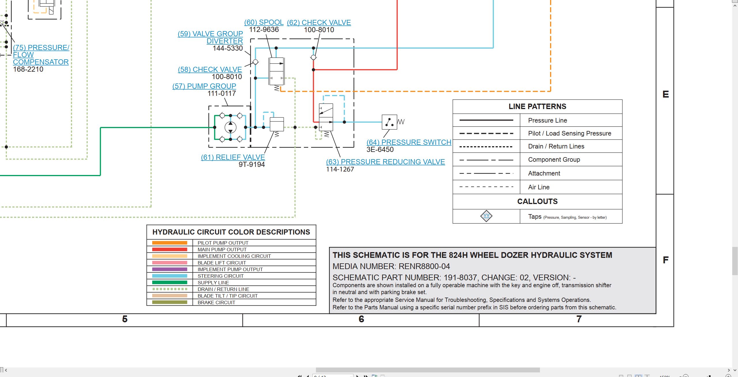 CAT Wheel Dozer 824H Electrical Hydraulic Schematic (3)