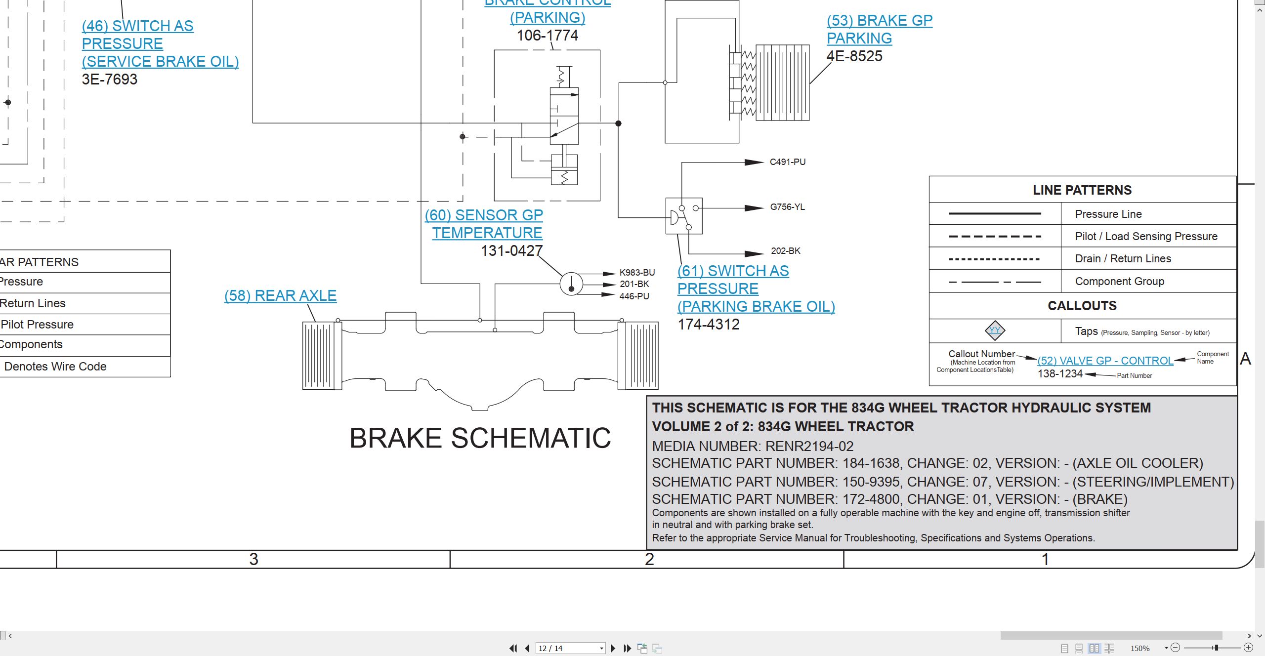 CAT Wheel Dozer 834G Electrical Hydraulic Schematic (3)