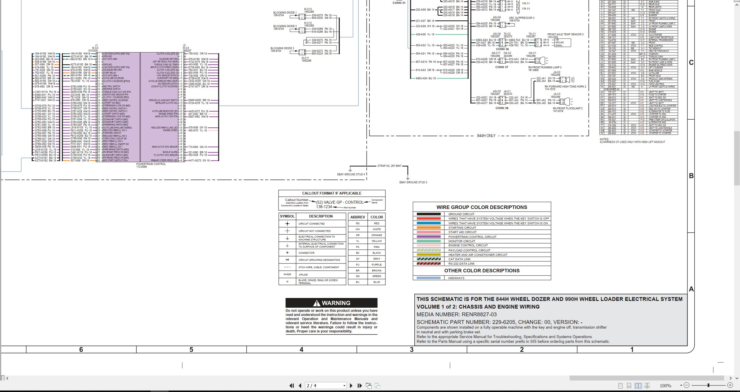 CAT Wheel Dozer 844H Electrical Hydraulic Schematic (2)