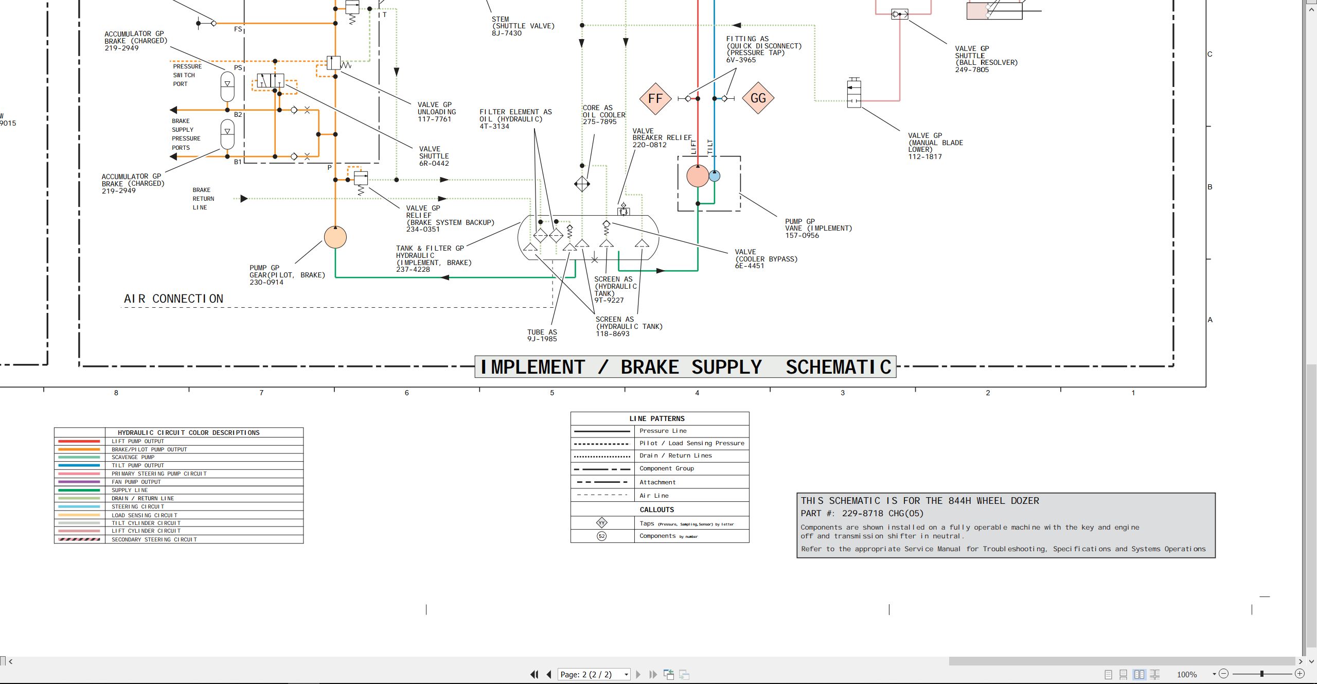 CAT Wheel Dozer 844H Electrical Hydraulic Schematic (3)