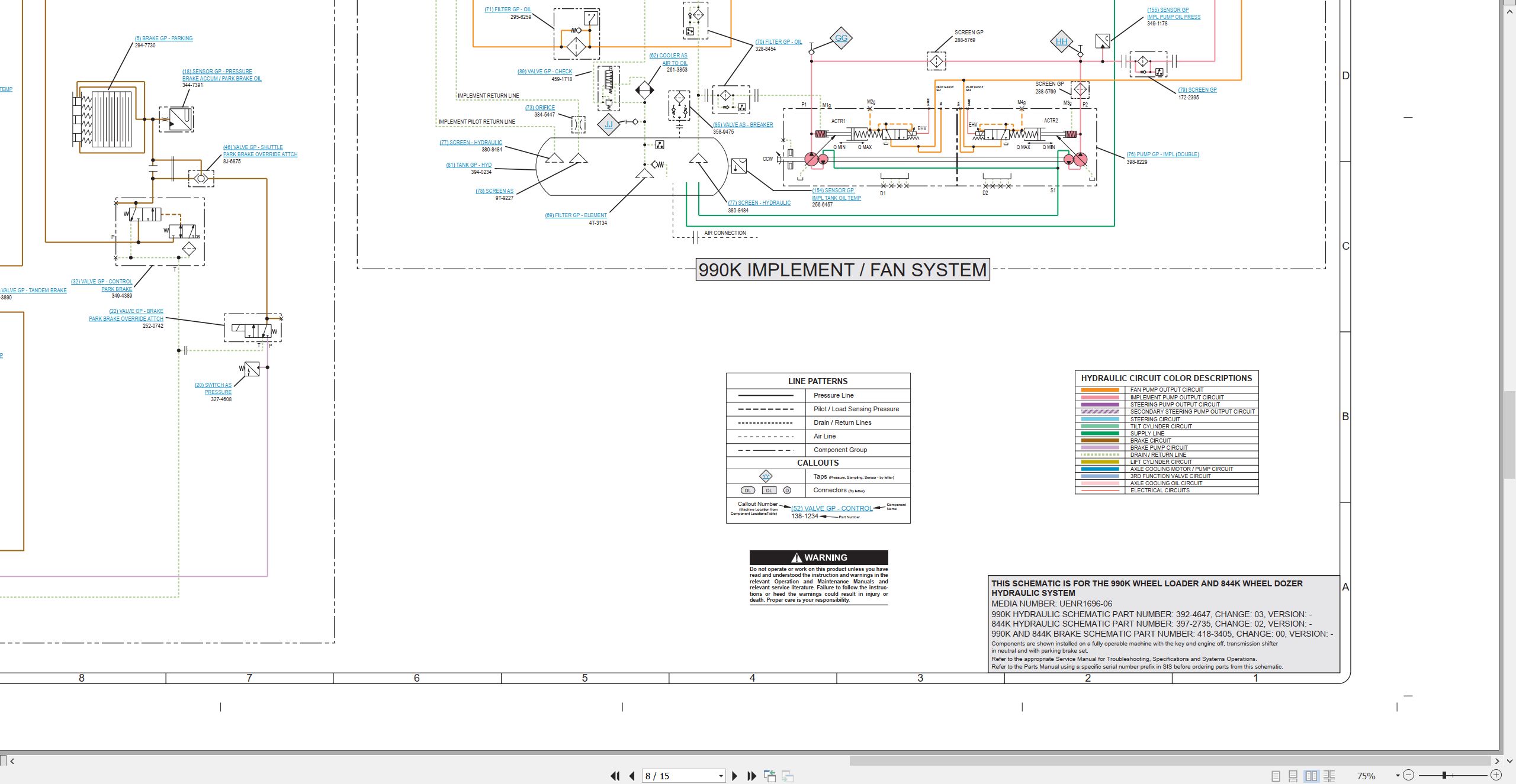 CAT Wheel Dozer 844K Electrical Hydraulic Schematic (3)
