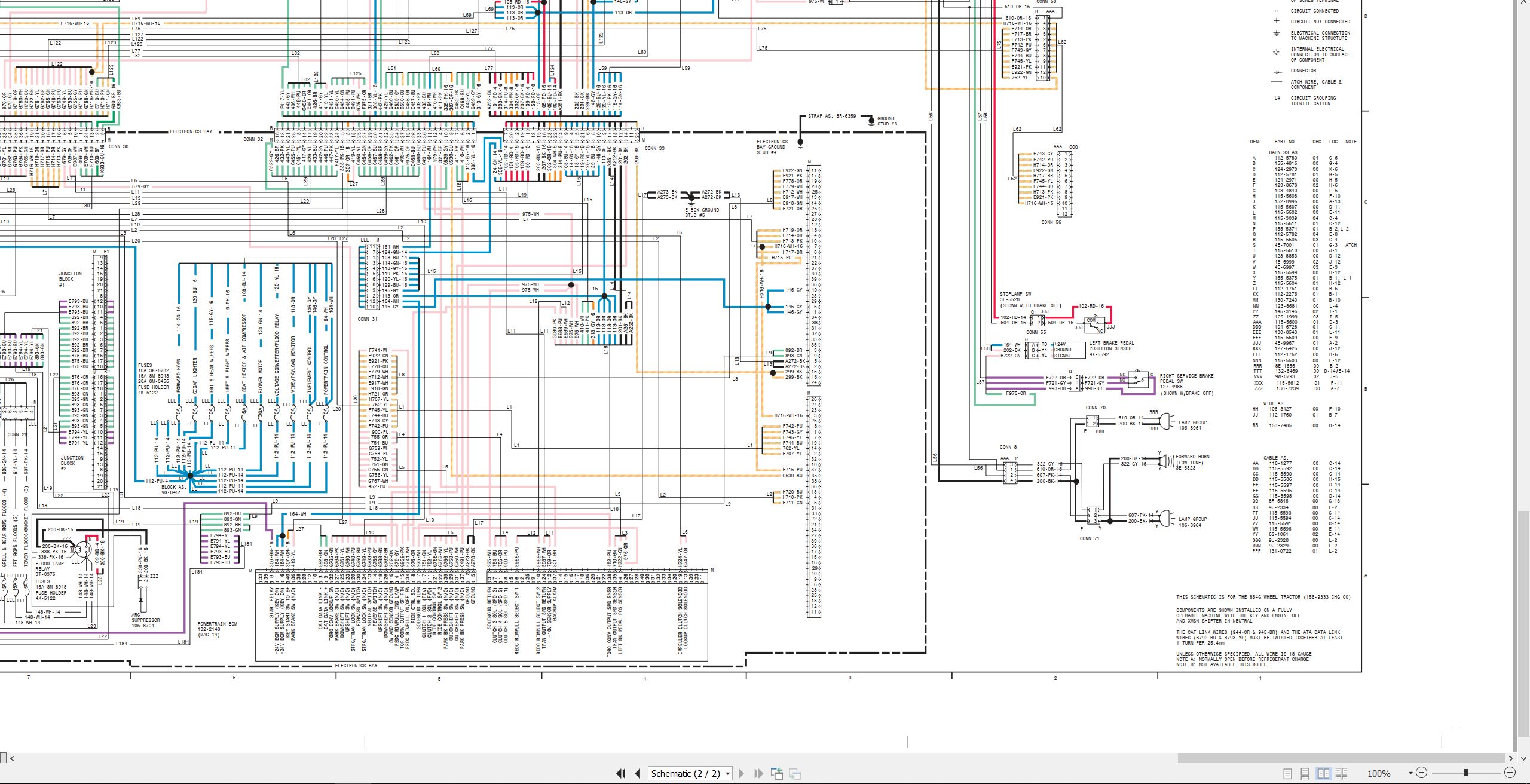 CAT Wheel Dozer 854G Electrical Hydraulic Schematic (2)