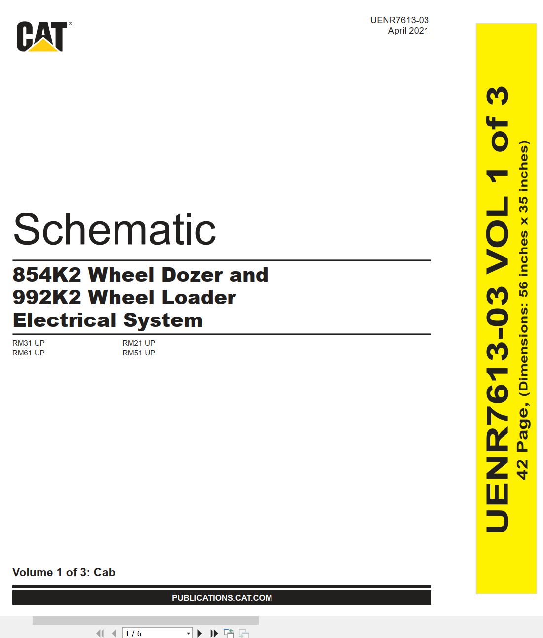 CAT Wheel Dozer 854K2 992K2 Electrical Schematic UENR7613 03 2021 (1)