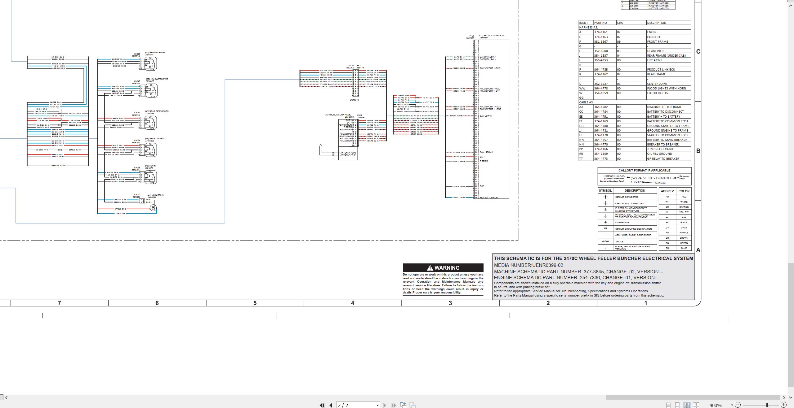 CAT Wheel Feller Buncher 2470C Electrical Hydraulic Schematic (2)