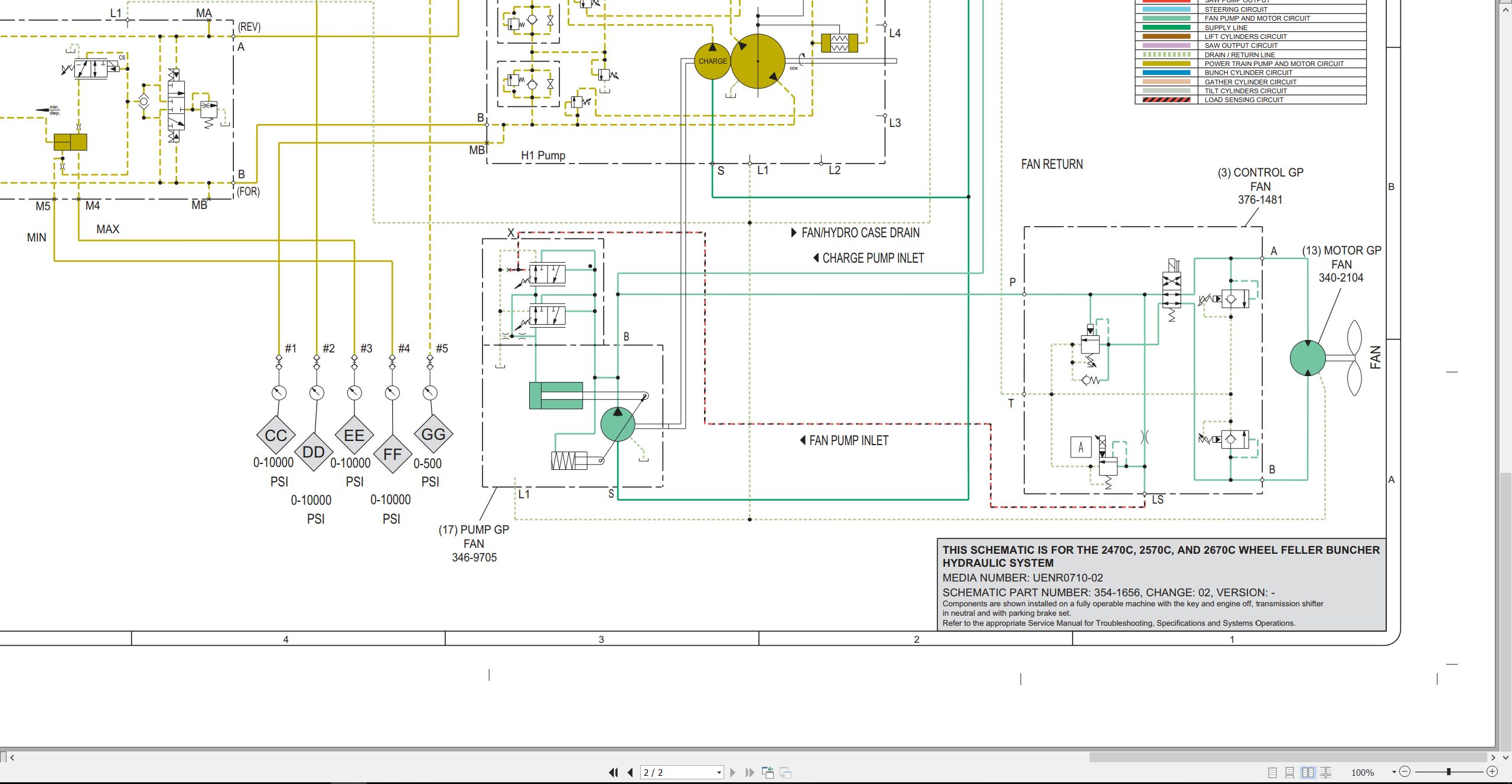 CAT Wheel Feller Buncher 2470C Electrical Hydraulic Schematic (3)