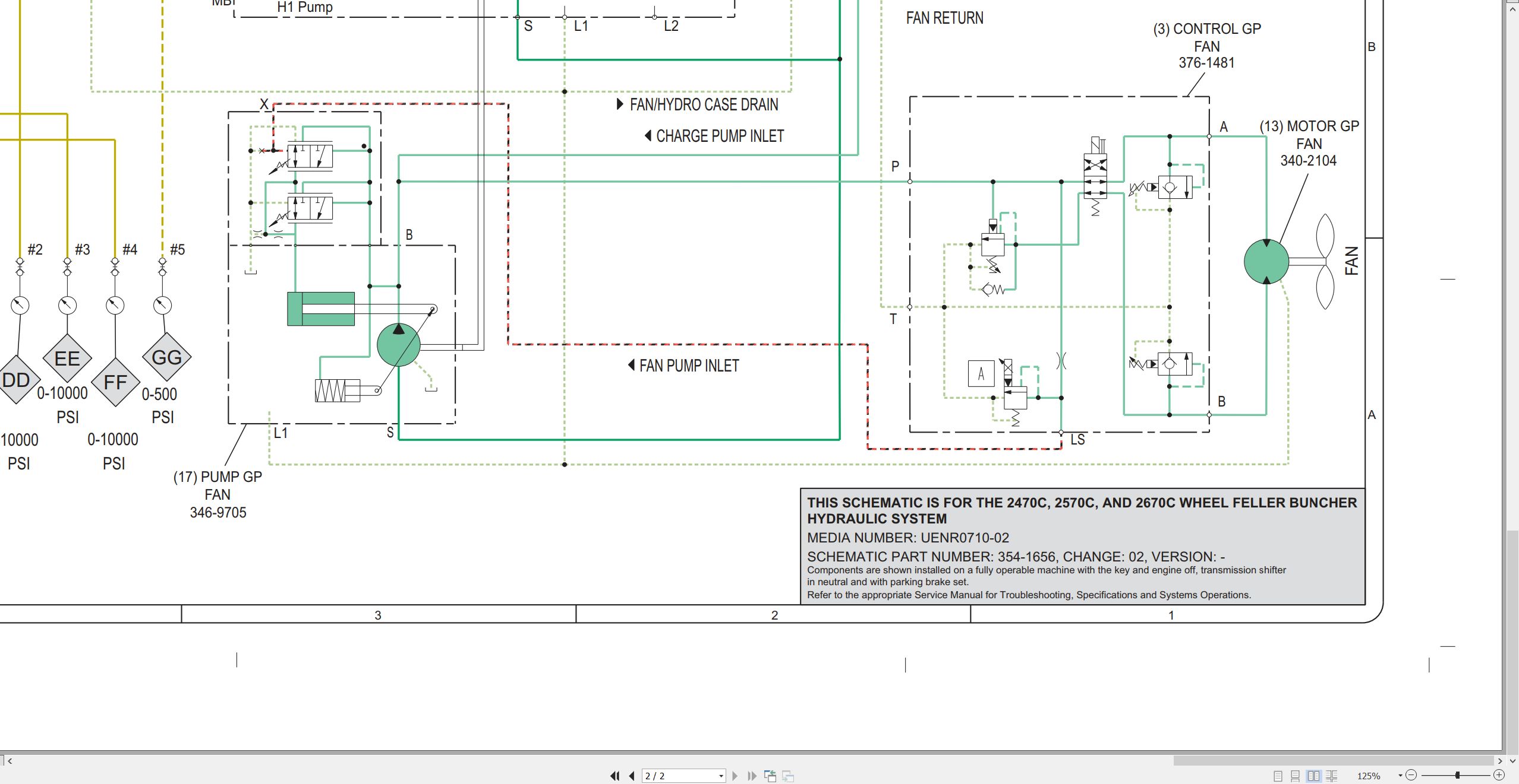 CAT Wheel Feller Buncher 2570C Electrical Hydraulic Schematic (3)