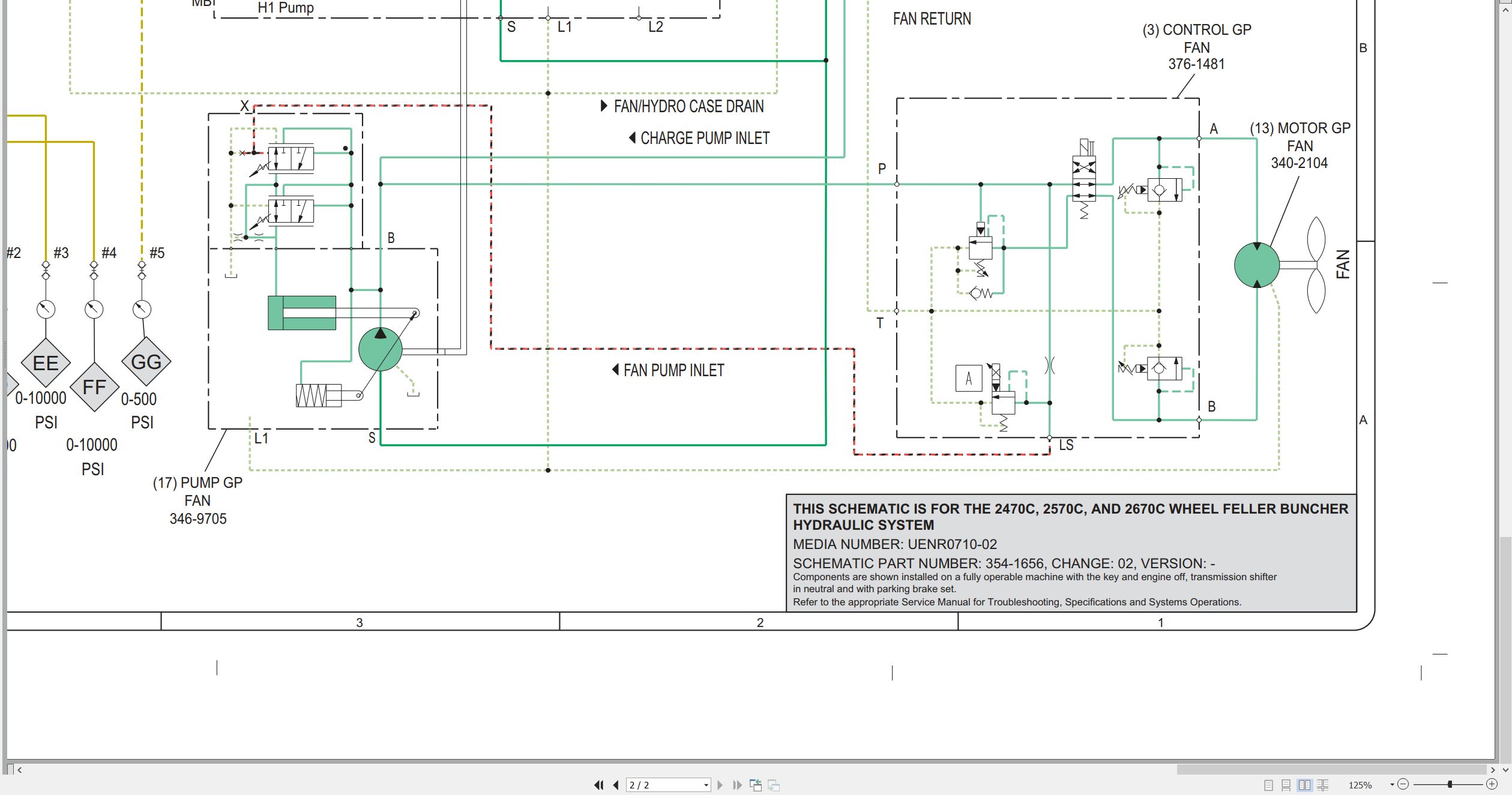 CAT Wheel Feller Buncher 2670C Electrical Hydraulic Schematic (3)