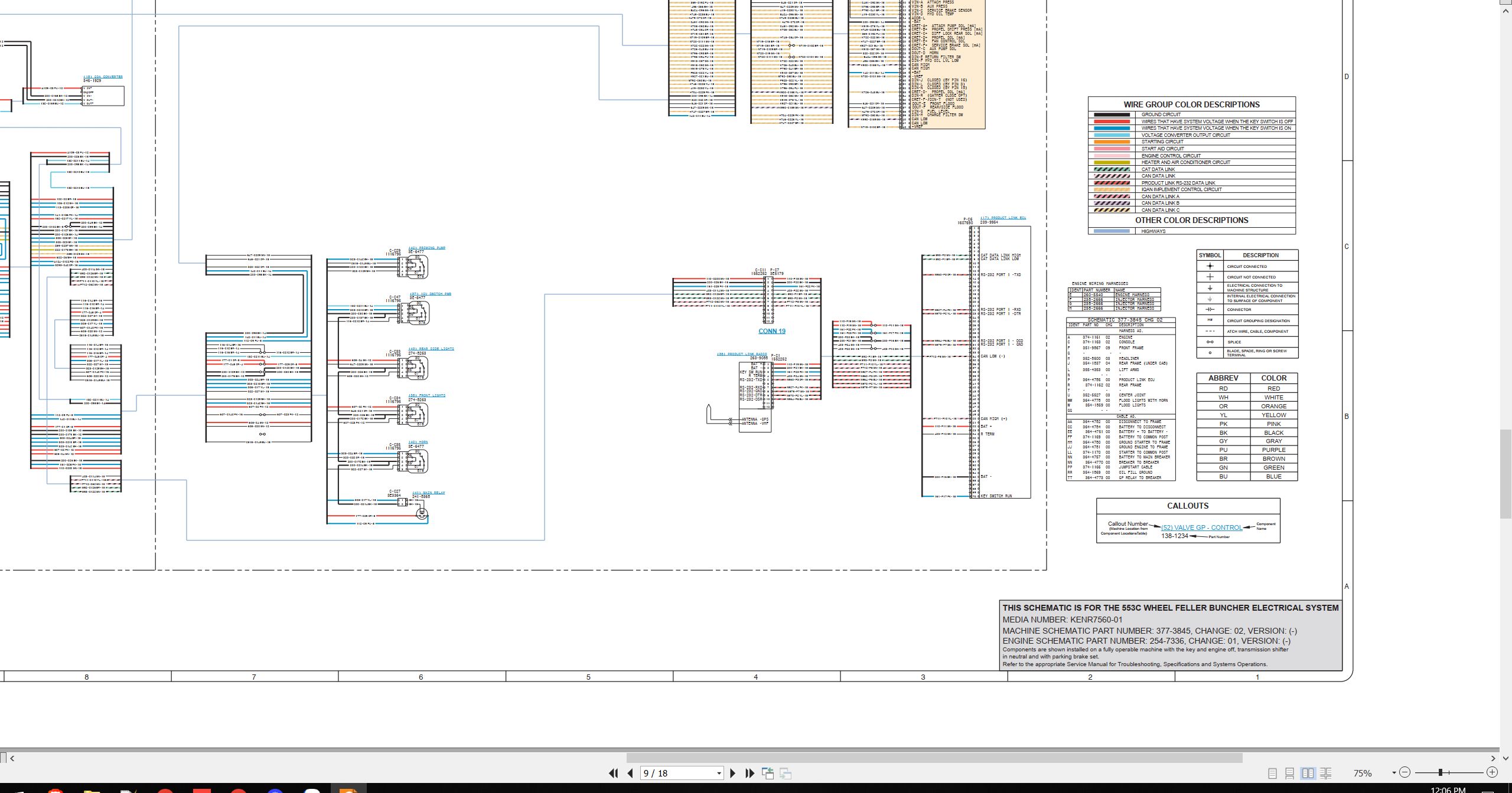 CAT Wheel Feller Buncher 553C Electrical Hydraulic Schematic (2)