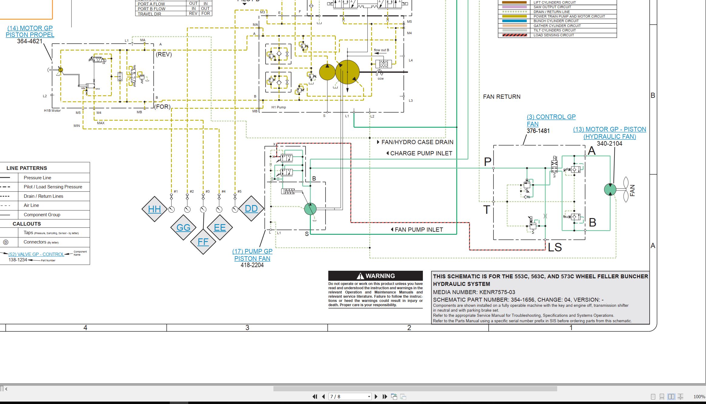 CAT Wheel Feller Buncher 553C Electrical Hydraulic Schematic (3)
