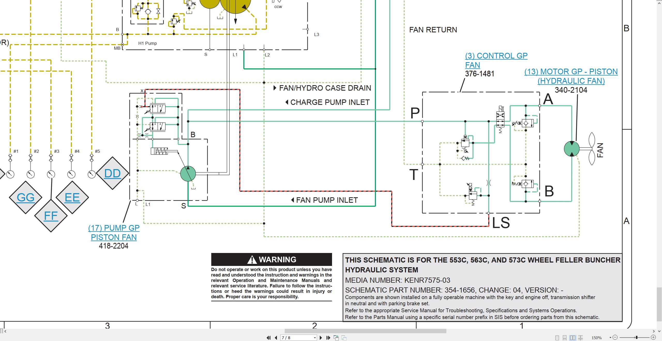 CAT Wheel Feller Buncher 563C Electrical Hydraulic Schematic (3)