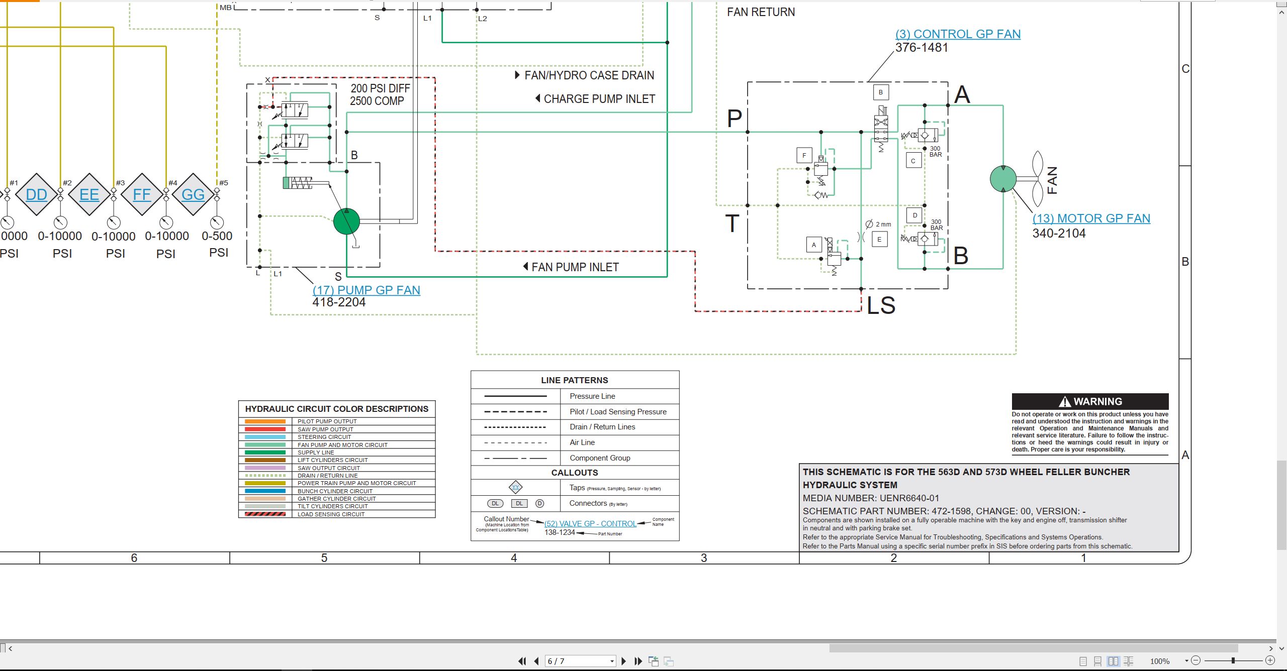 CAT Wheel Feller Buncher 563D Electrical Hydraulic Schematic (3)