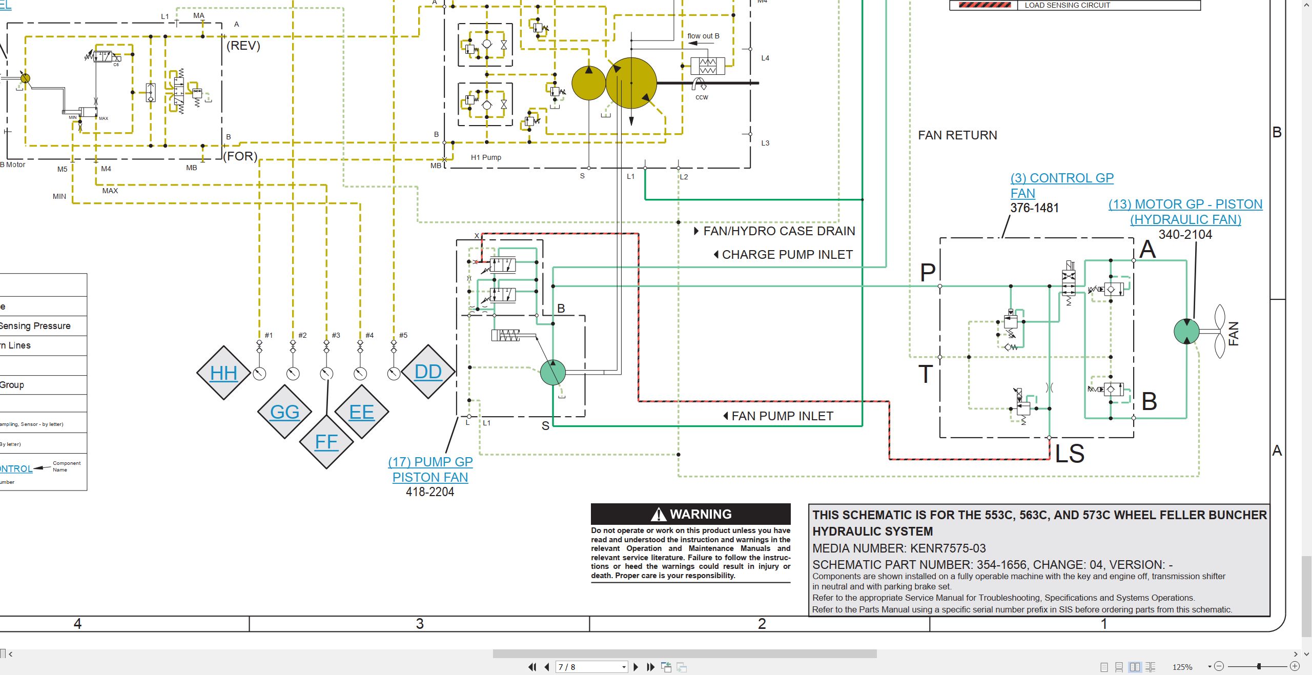 CAT Wheel Feller Buncher 573C Electrical Hydraulic Schematic (3)