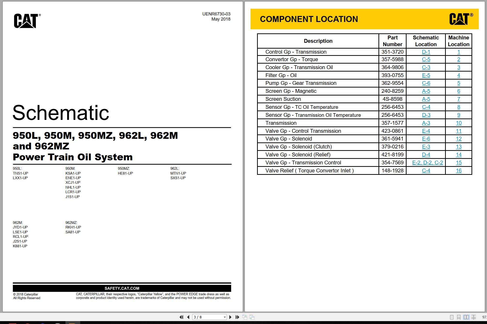 CAT Wheel Loader 950L to 950MZ Power Train System Schematic UENR6730 03 2018 (1)