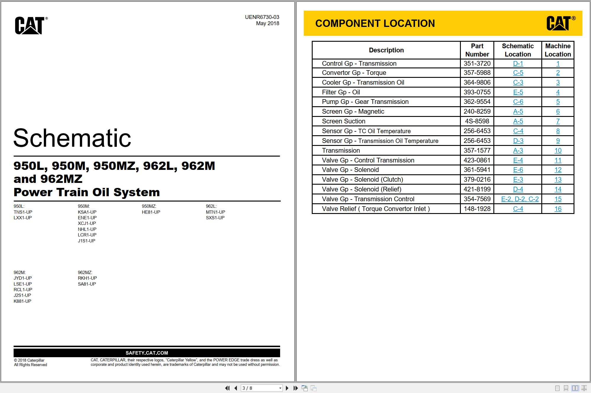CAT Wheel Loader 950L to 962MZ Power Train System Schematic UENR6730 03 2018 (1)