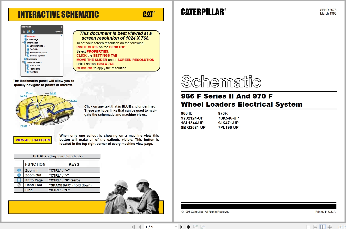 CAT Wheel Loader 966 F 970 F Electrical Schematic SENR6678 00 1995 (1)