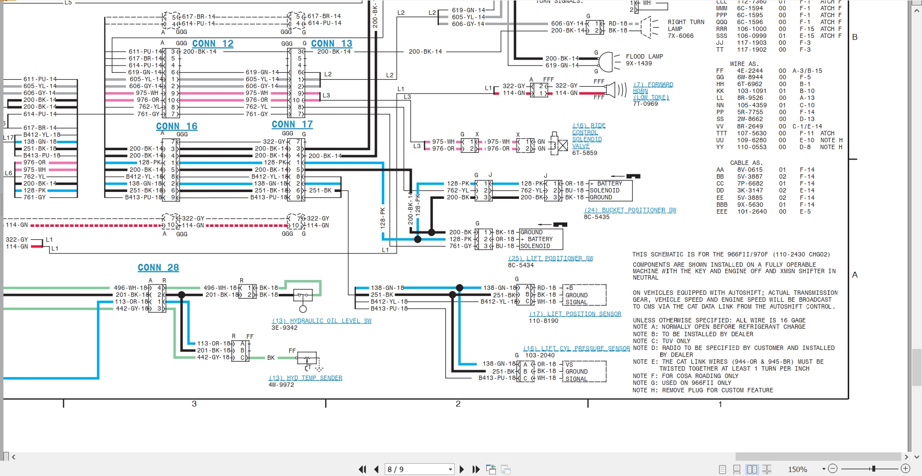 CAT Wheel Loader 966 F 970 F Electrical Schematic SENR6678 00 1995 (2)