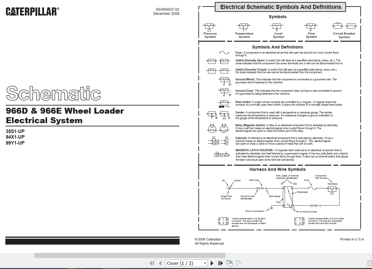 CAT Wheel Loader 966D 966E Electrical Schematic SENR4937 02 2008 (1)