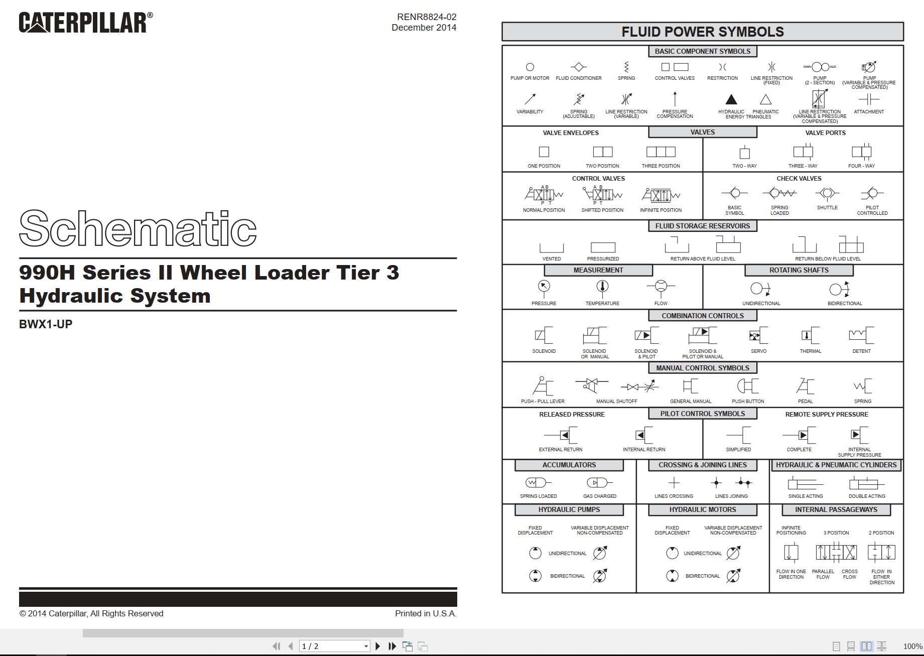 CAT Wheel Loader 990H II Hydraulic Schematic RENR8824 02 2014 (1)