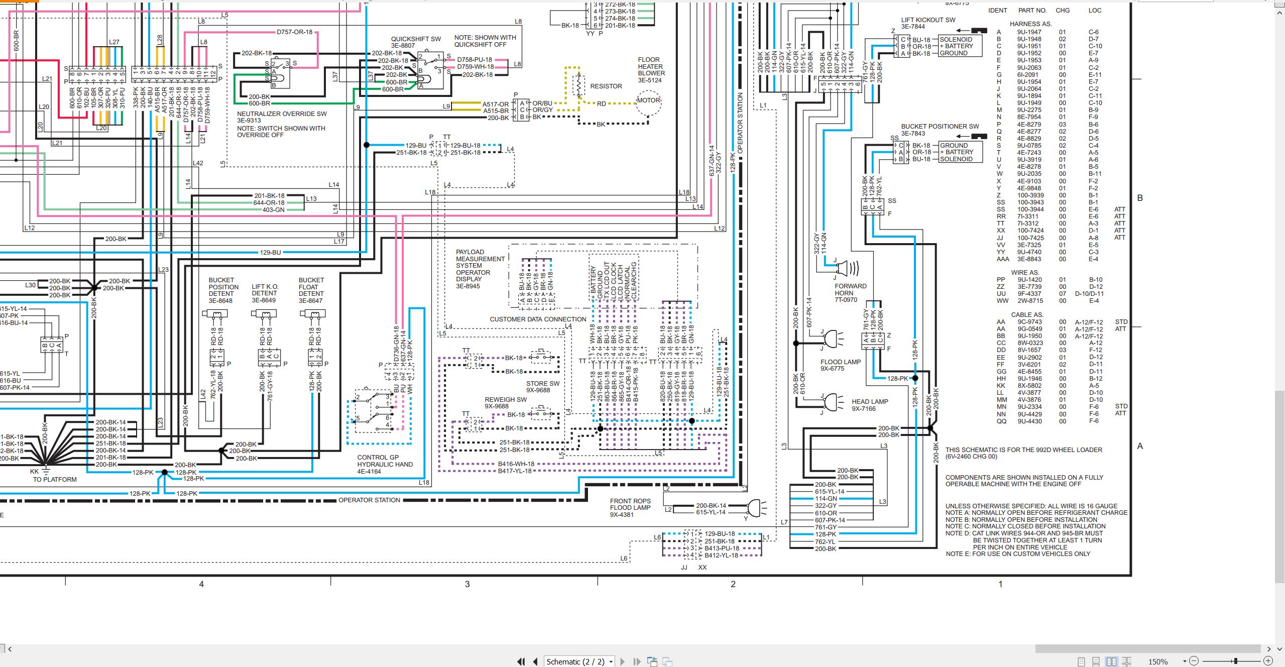 CAT Wheel Loader 992D Electrical Schematic SENR5718 00 1992 (2)