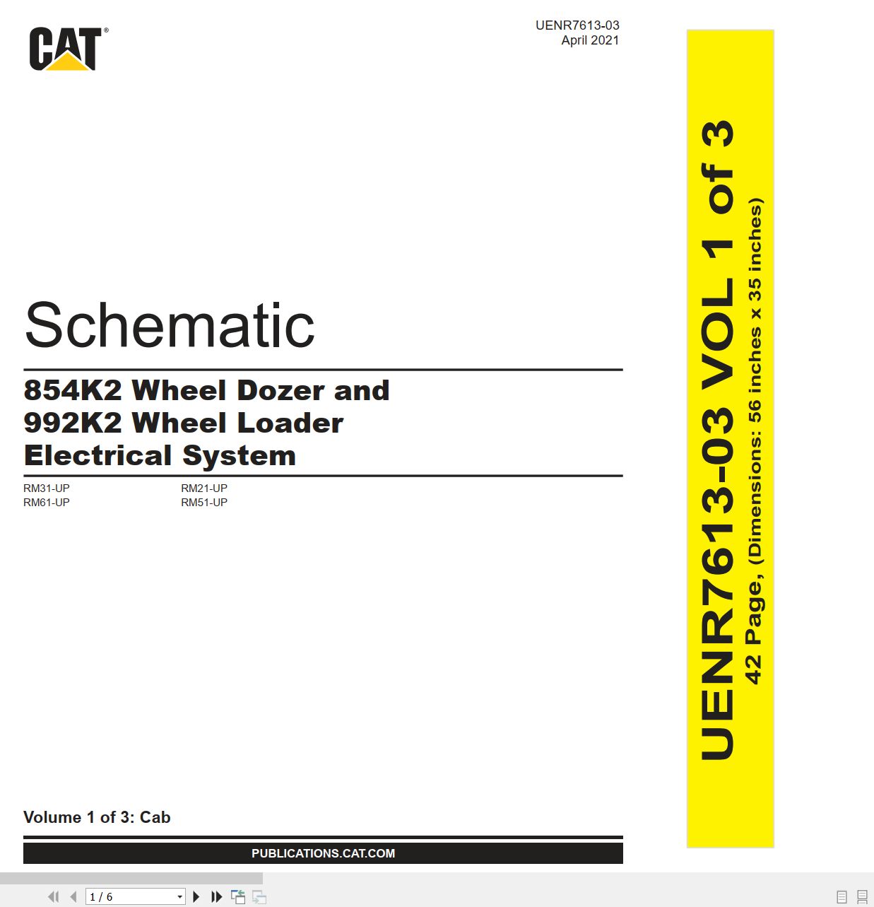 CAT Wheel Loader 992K2 854K2 Electrical Schematic UENR7613 03 2021 (1)