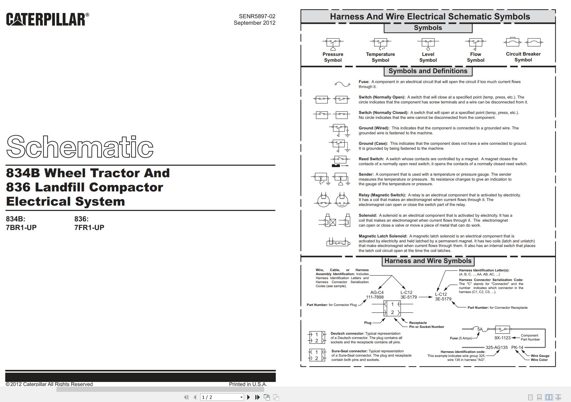 CAT Wheel Tractor 834B 836 Electrical Schematic SENR5897 02 2012 (1)