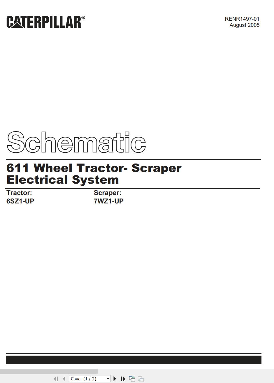 CAT Wheel Tractor Scraper 611 Electrical Schematic RENR1497 01 2005 (1)
