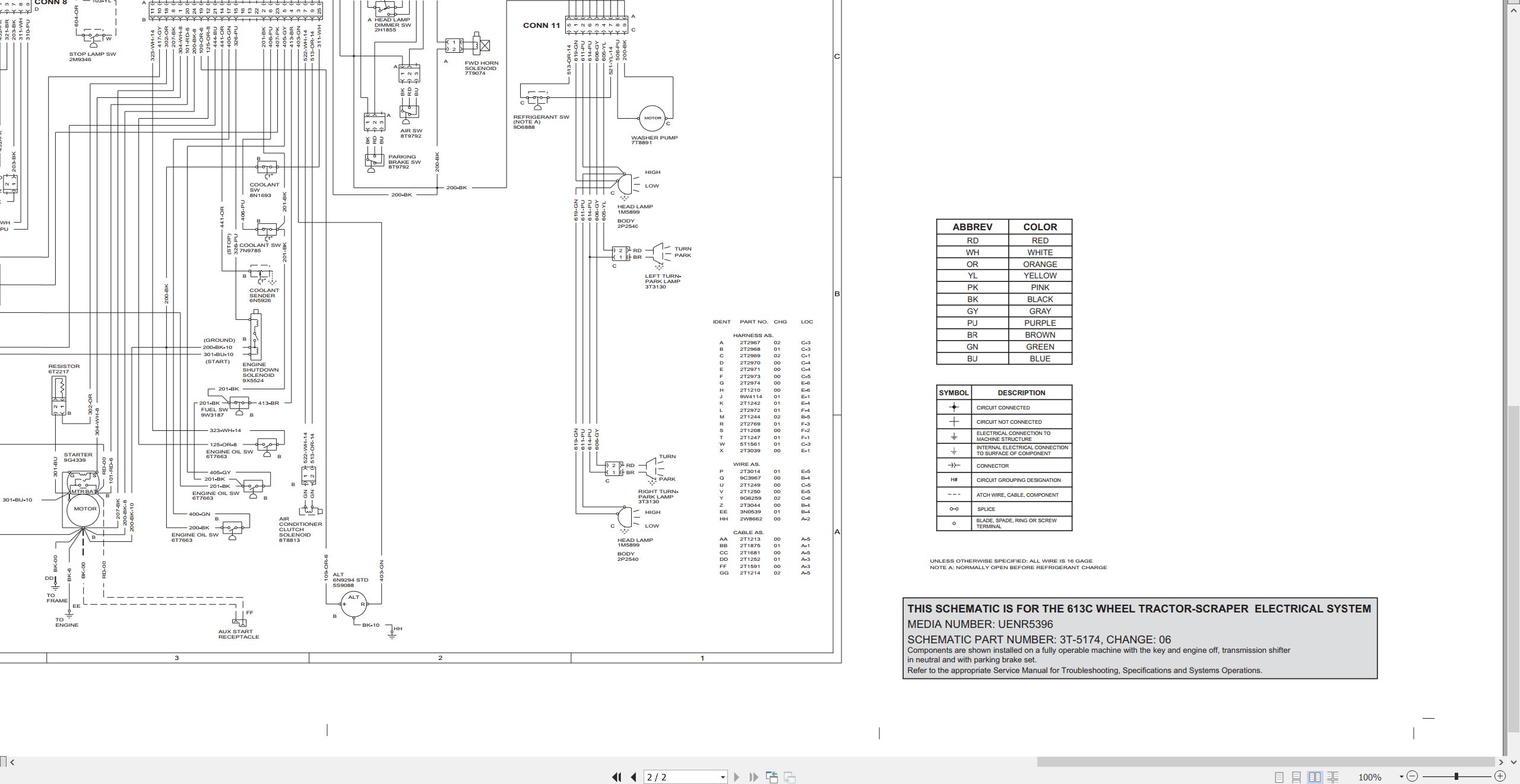 CAT Wheel Tractor Scraper 613C Electrical Schematic (2)