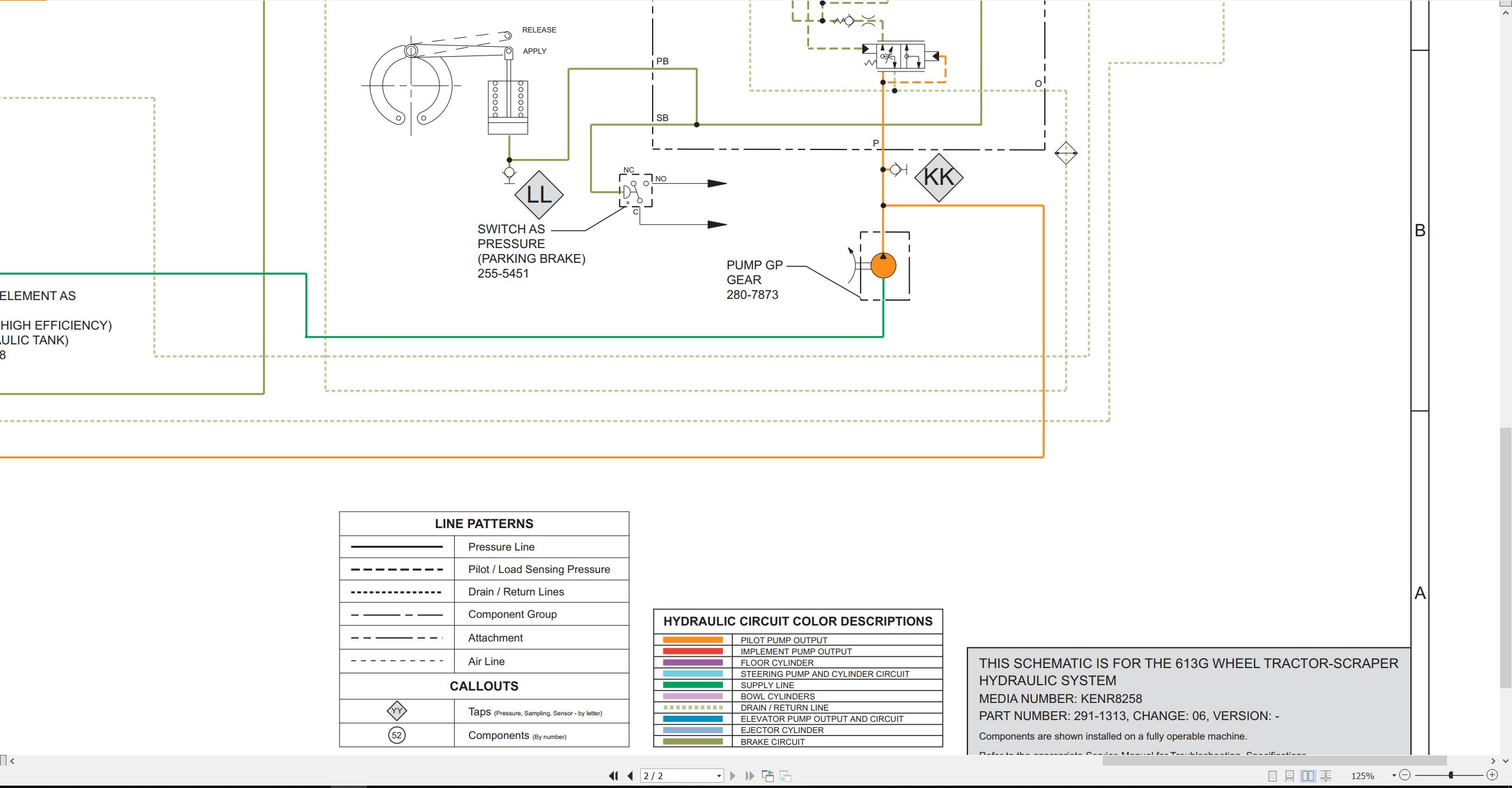 CAT Wheel Tractor Scraper 613G Electrical Hydraulic Schematic (3)