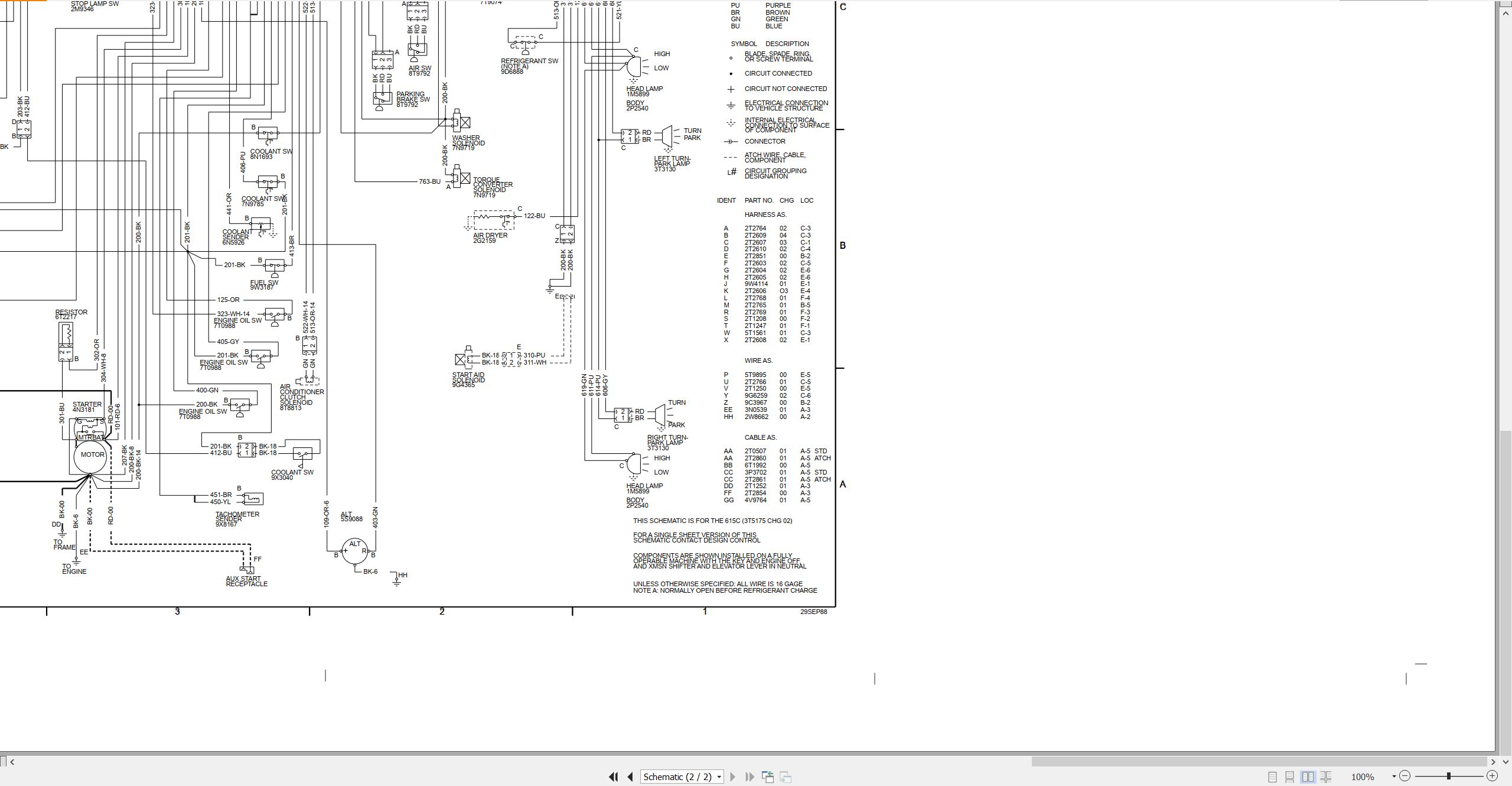 CAT Wheel Tractor Scraper 615C Electrical Hydraulic Schematic (2)
