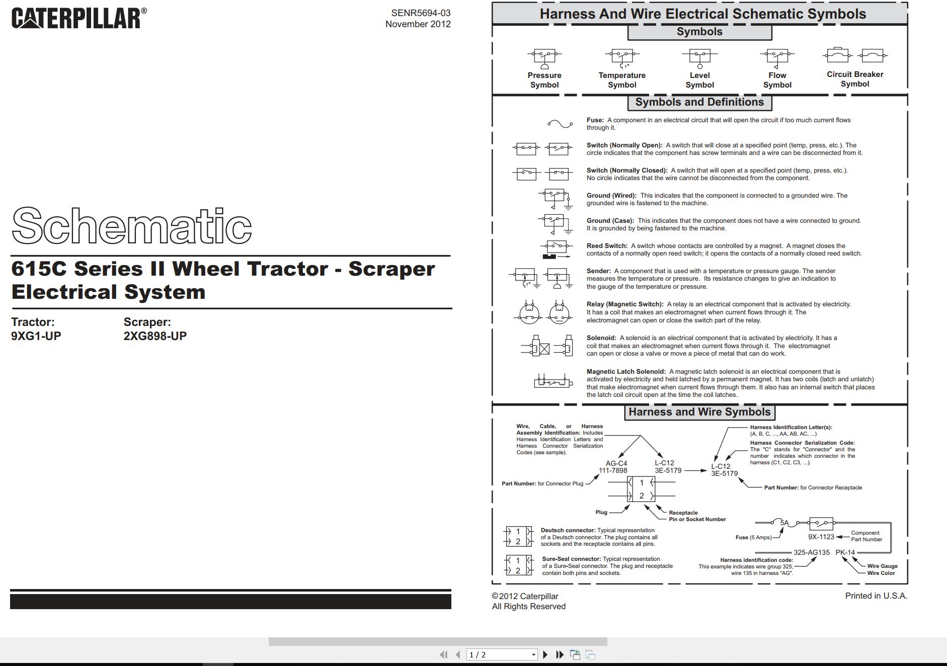 CAT Wheel Tractor Scraper 615C II Electrical Hydraulic Schematic (1)
