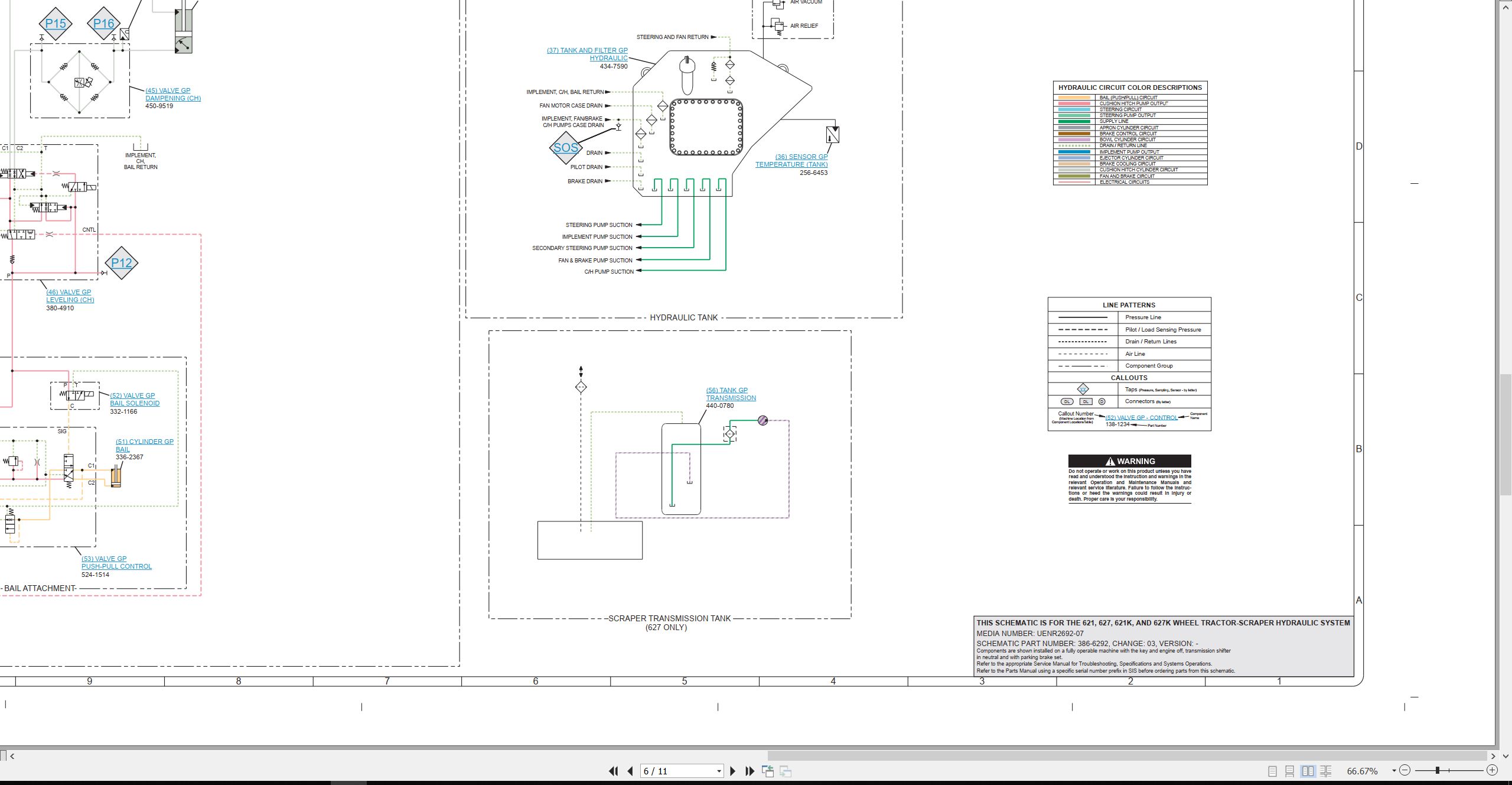 CAT Wheel Tractor Scraper 621 Electrical Hydraulic Schematic (3)