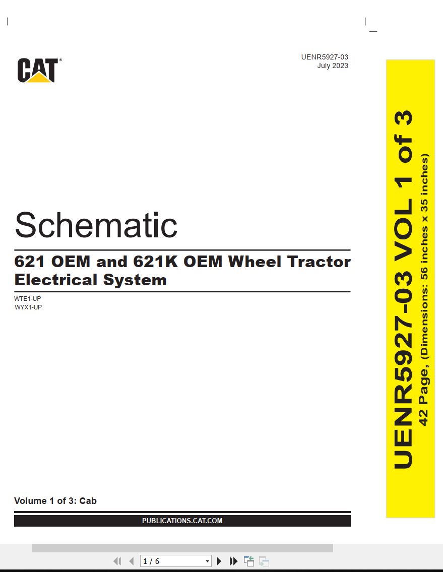 CAT Wheel Tractor Scraper 621 OEM Electrical Power Train System Schematic (1)