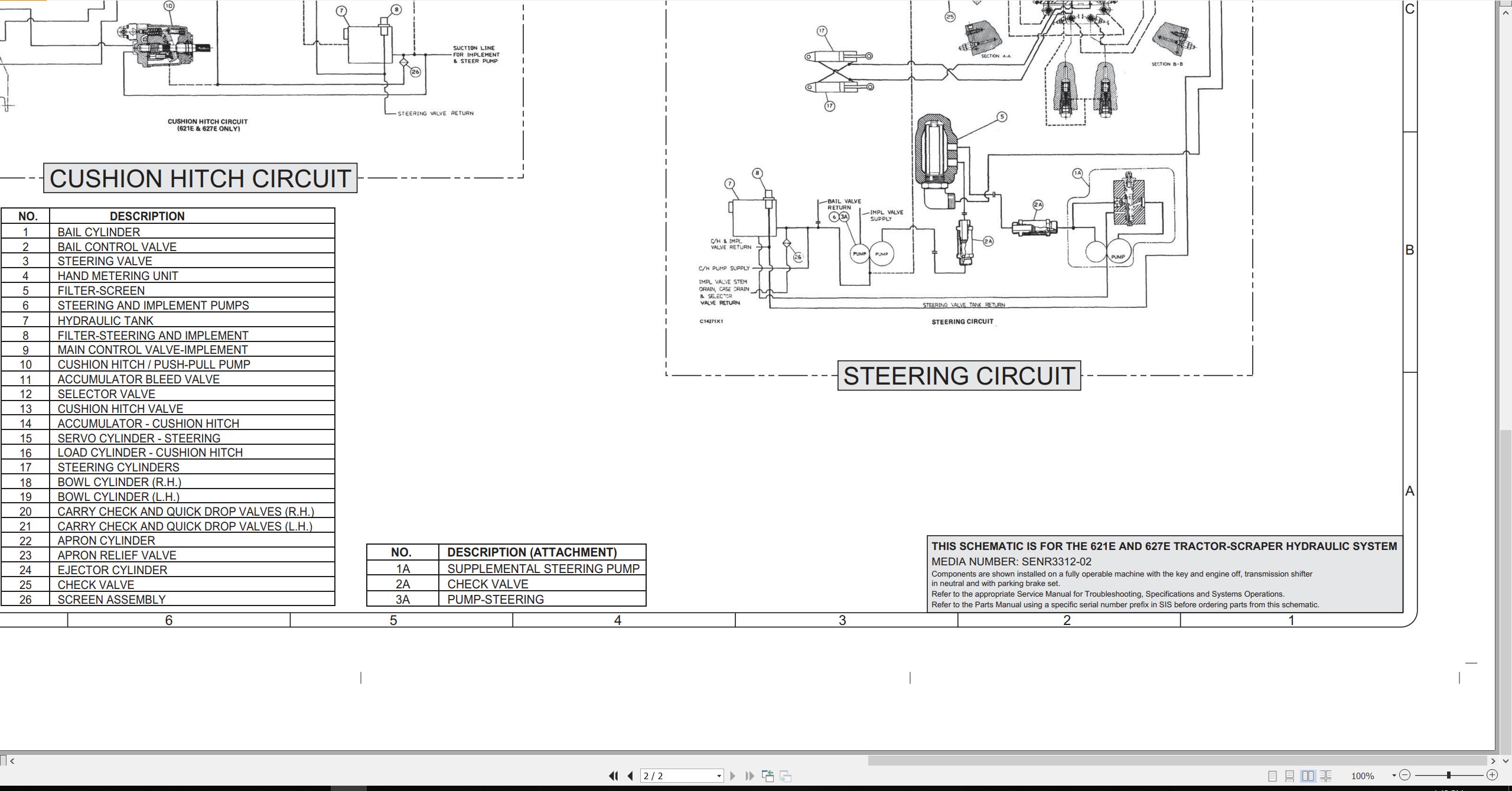 CAT Wheel Tractor Scraper 621E Electrical Hydraulic Schematic (3)