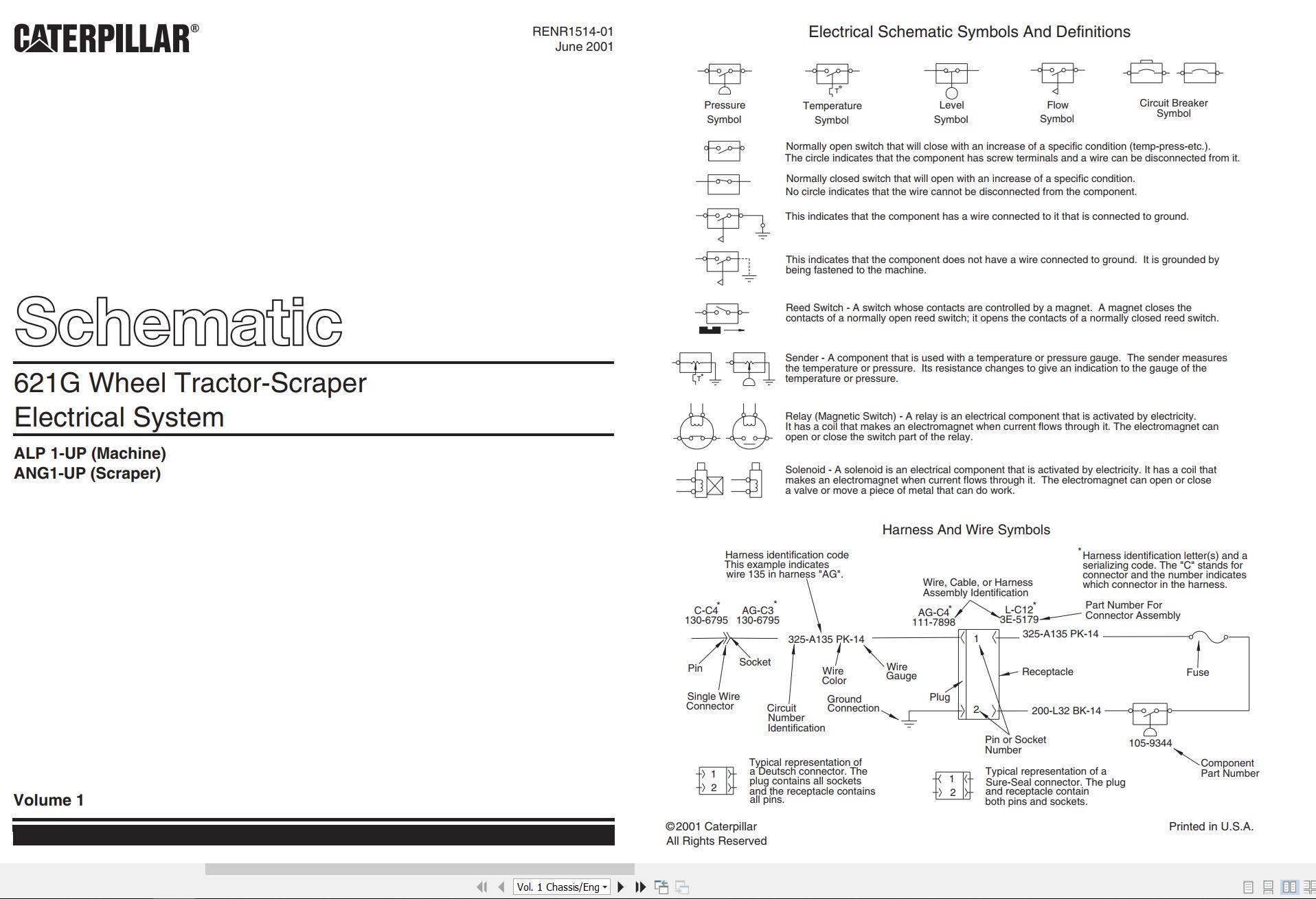 CAT Wheel Tractor Scraper 621G Electrical Hydraulic Schematic (1)