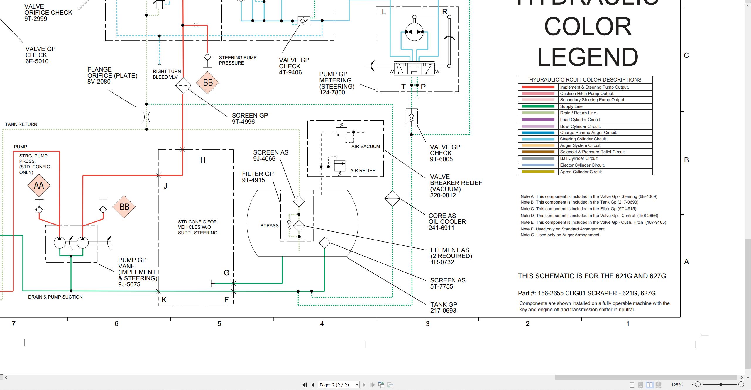 CAT Wheel Tractor Scraper 621G Electrical Hydraulic Schematic (3)