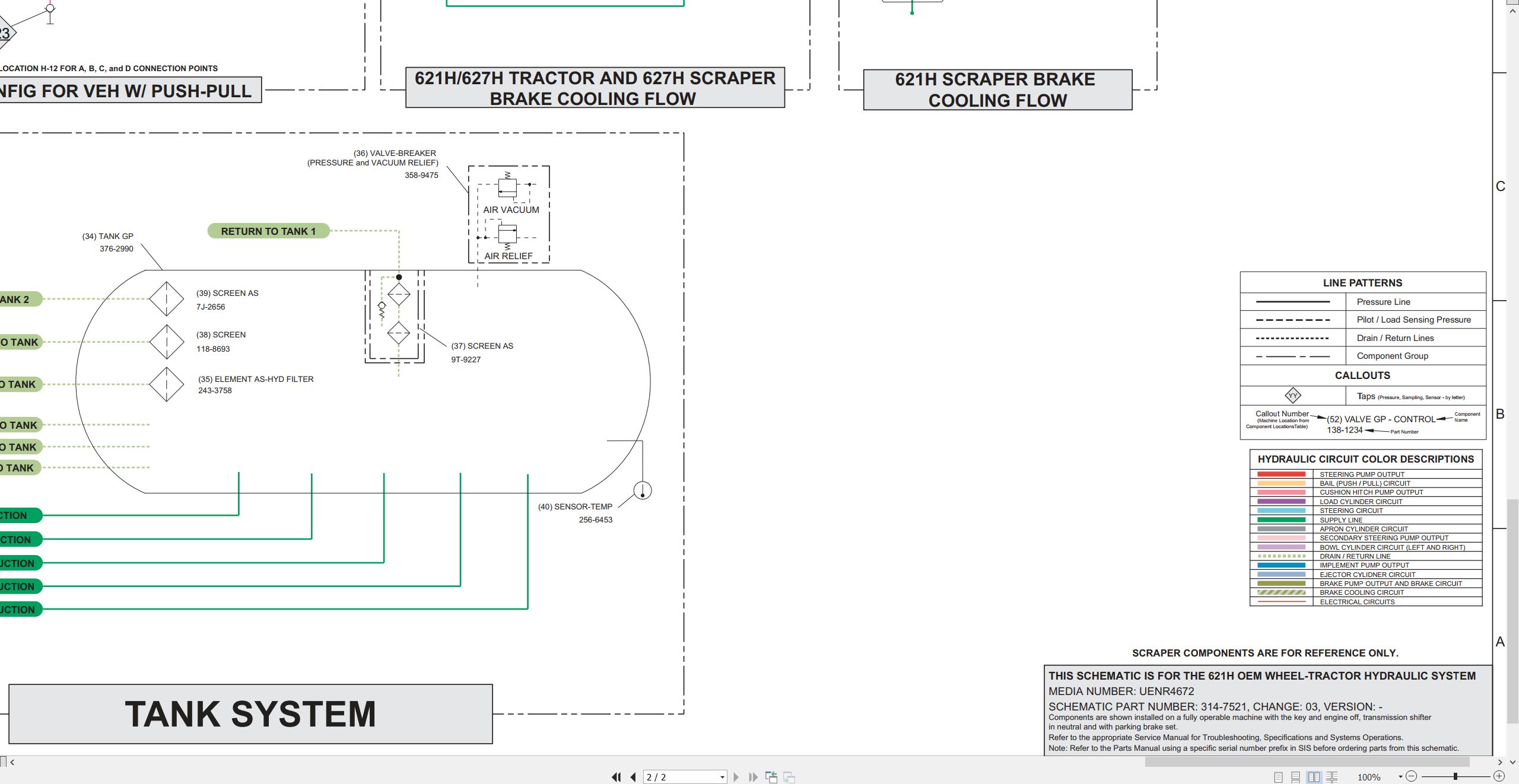 CAT Wheel Tractor Scraper 621H OEM Electrical Hydraulic Schematic (3)