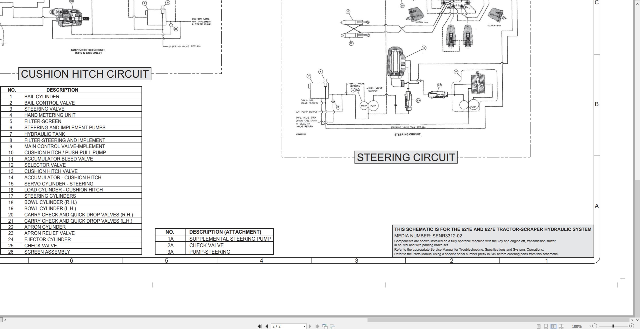 CAT Wheel Tractor Scraper 623E Electrical Hydraulic Schematic (3)