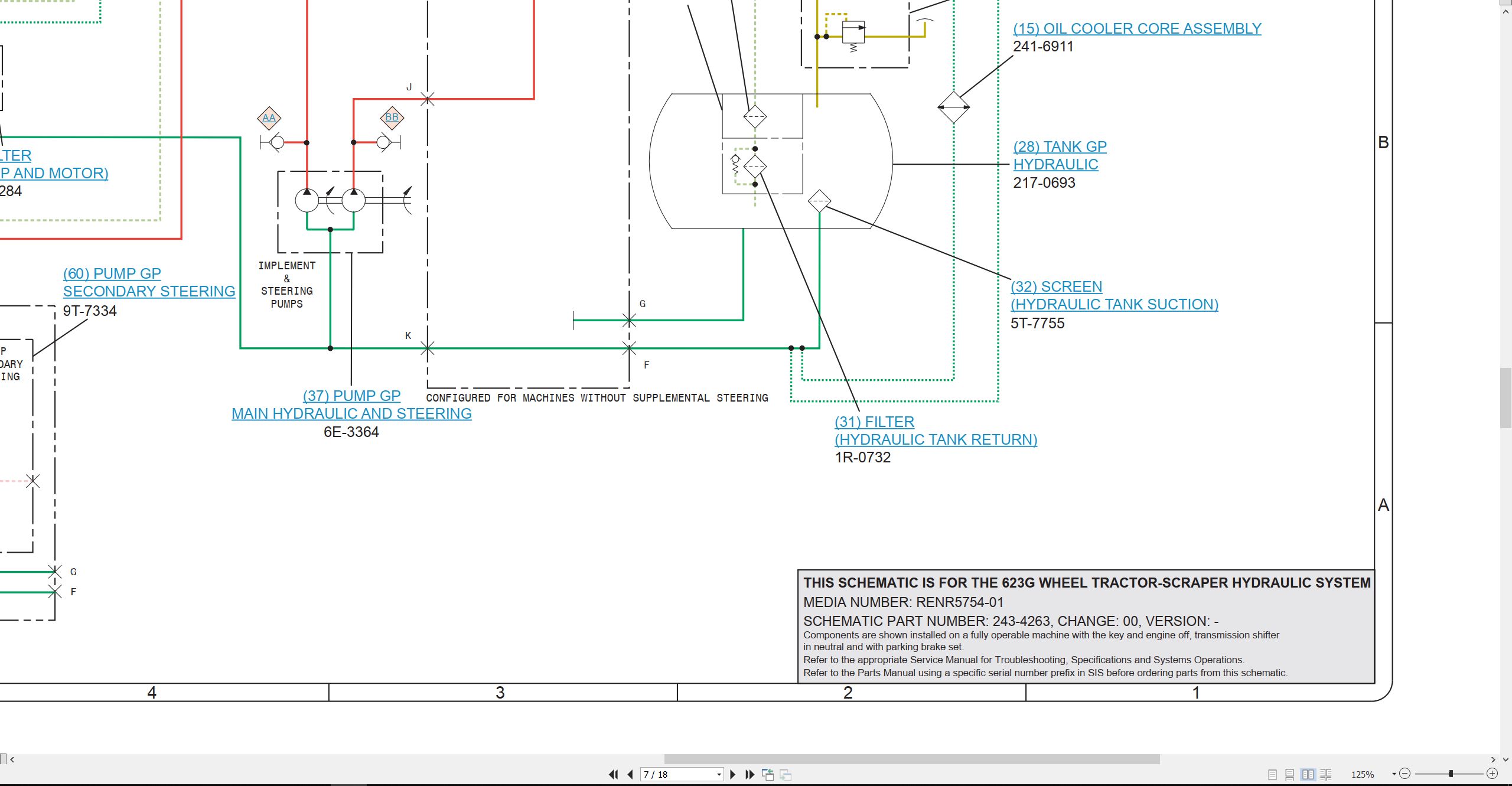 CAT Wheel Tractor Scraper 623G Electrical Hydraulic Schematic (3)