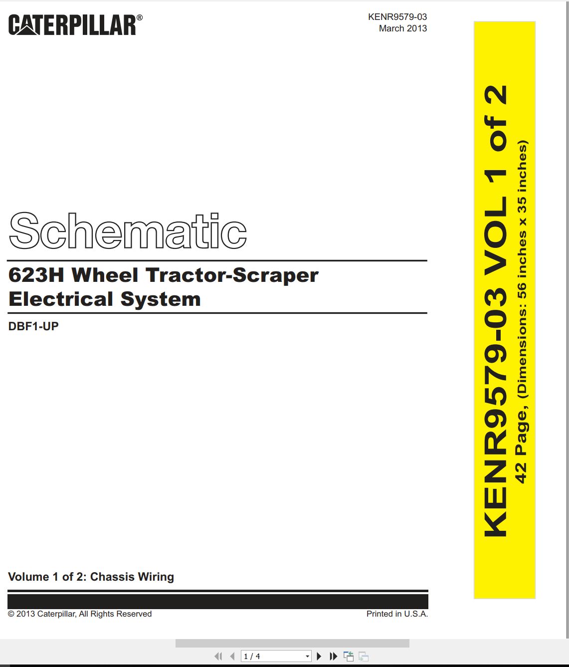 CAT Wheel Tractor Scraper 623H Electrical Hydraulic Schematic (1)
