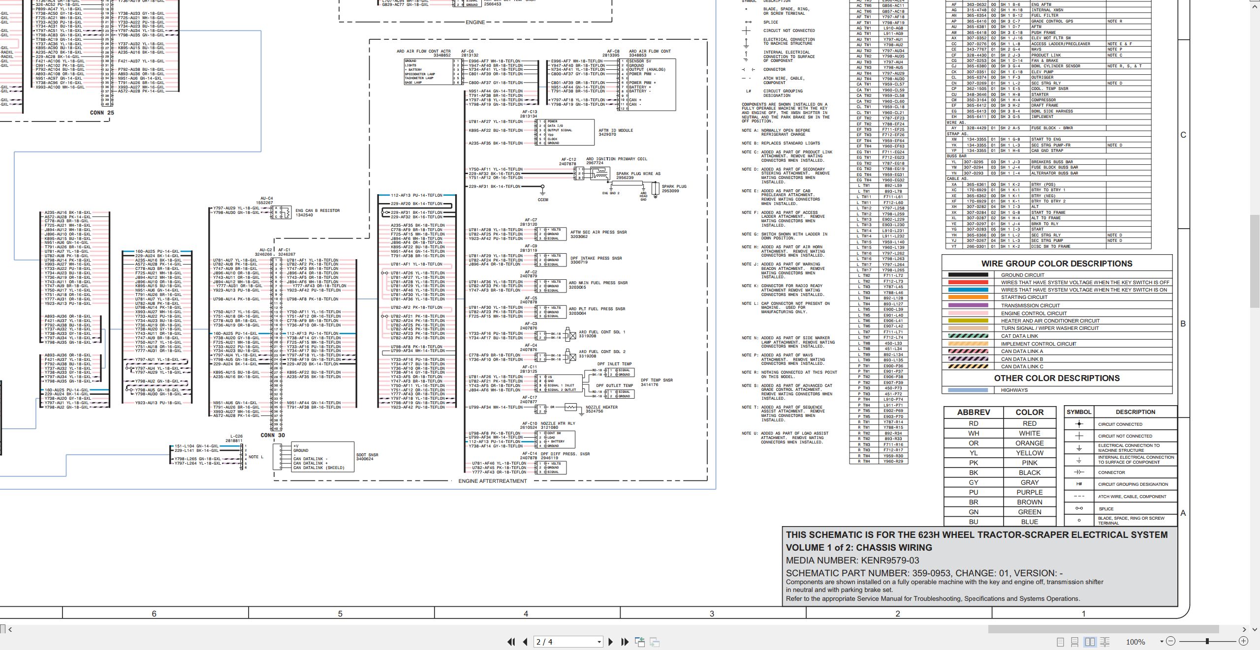 CAT Wheel Tractor Scraper 623H Electrical Hydraulic Schematic (2)