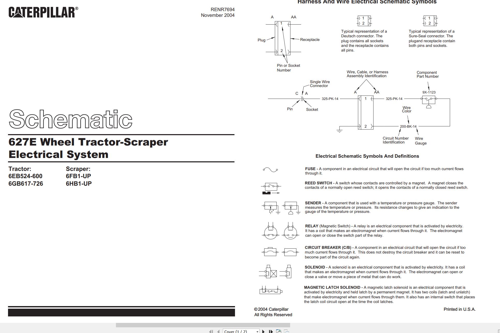 CAT Wheel Tractor Scraper 627E Electrical Schematic (1)