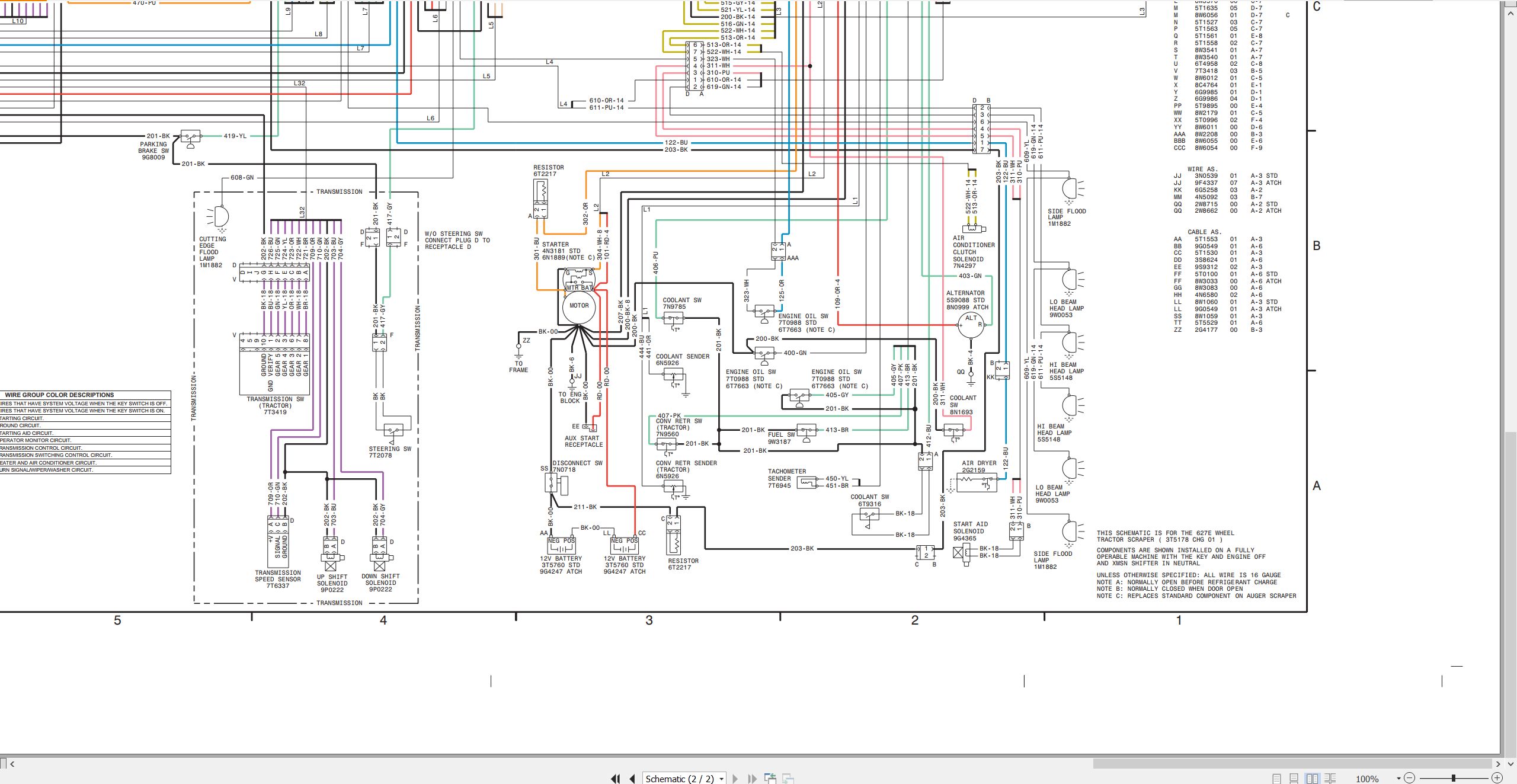 CAT Wheel Tractor Scraper 627E Electrical Schematic (2)