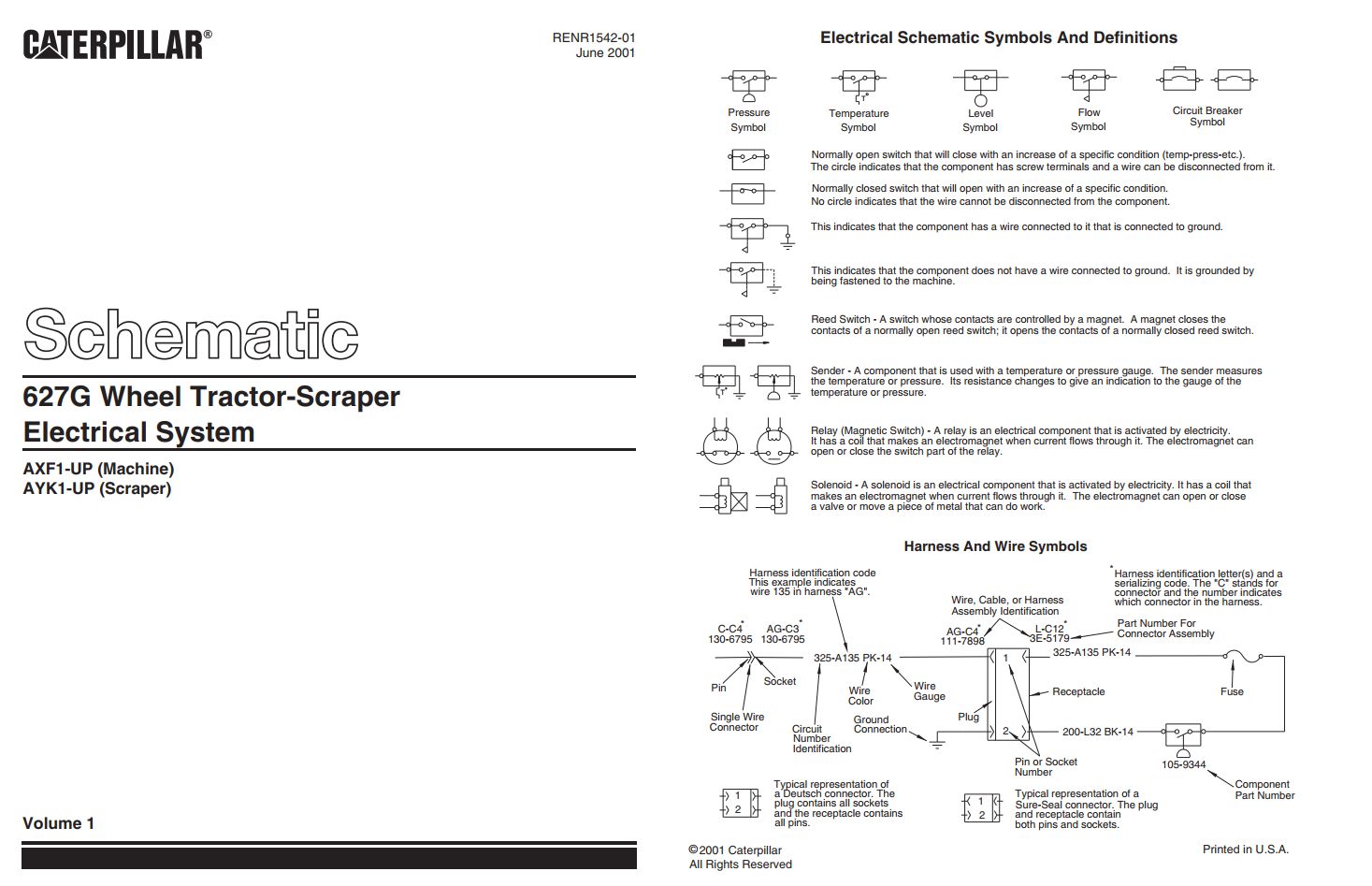 CAT Wheel Tractor Scraper 627G Electrical Hydraulic Schematic (1)